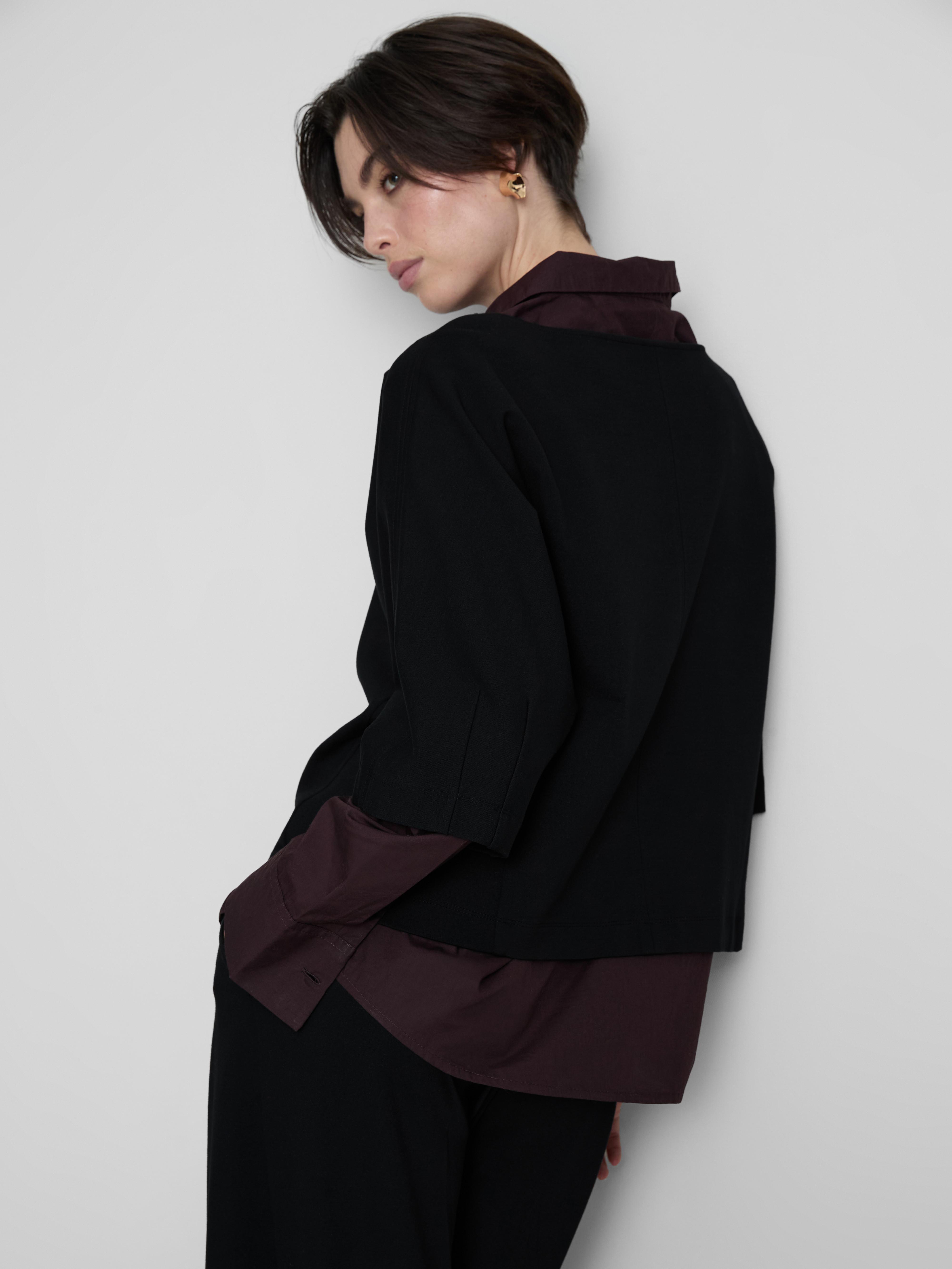 Women's Black Boxy Boatneck Tee