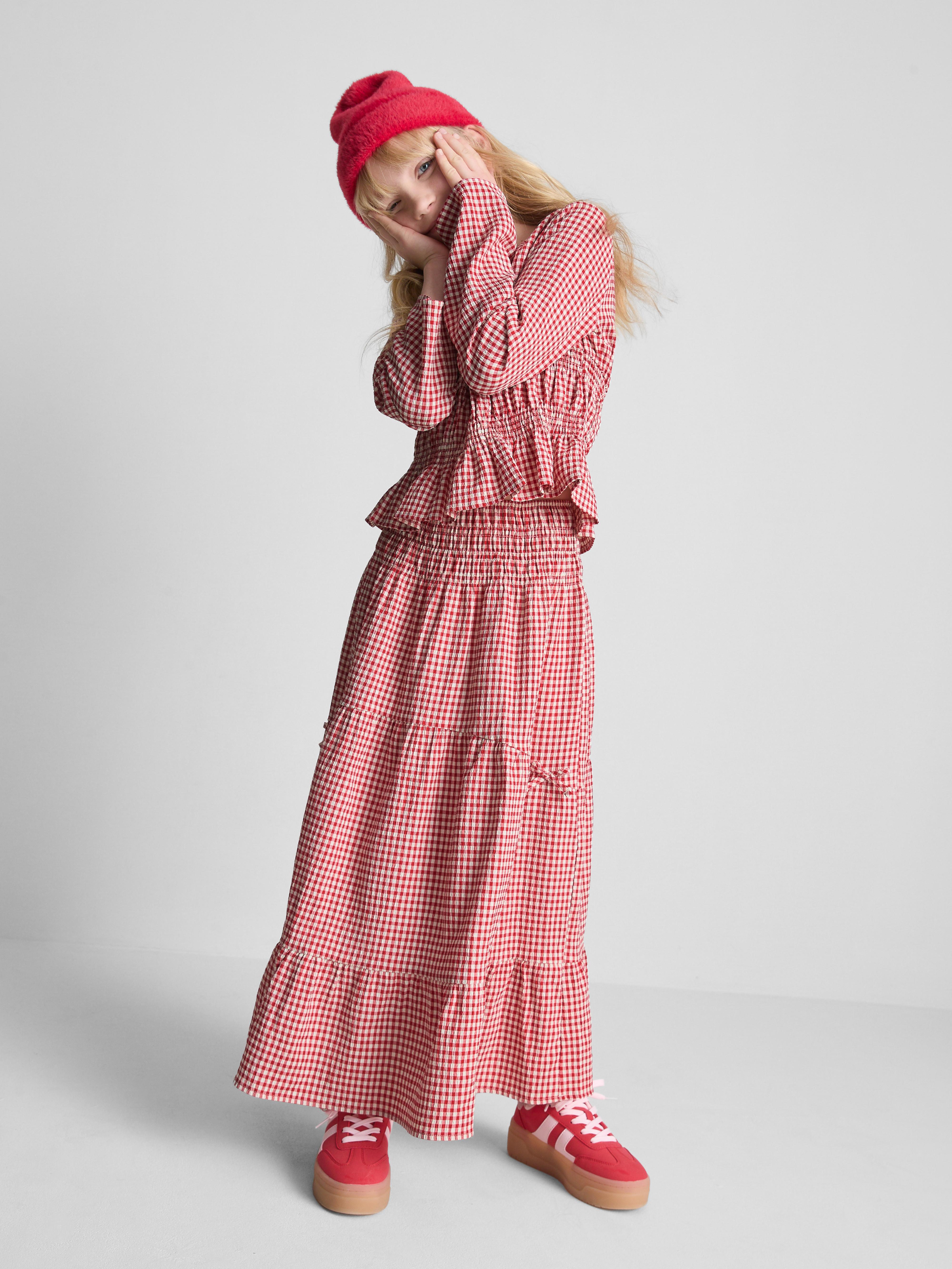 8-15yrs | Gingham Shirred Blouse