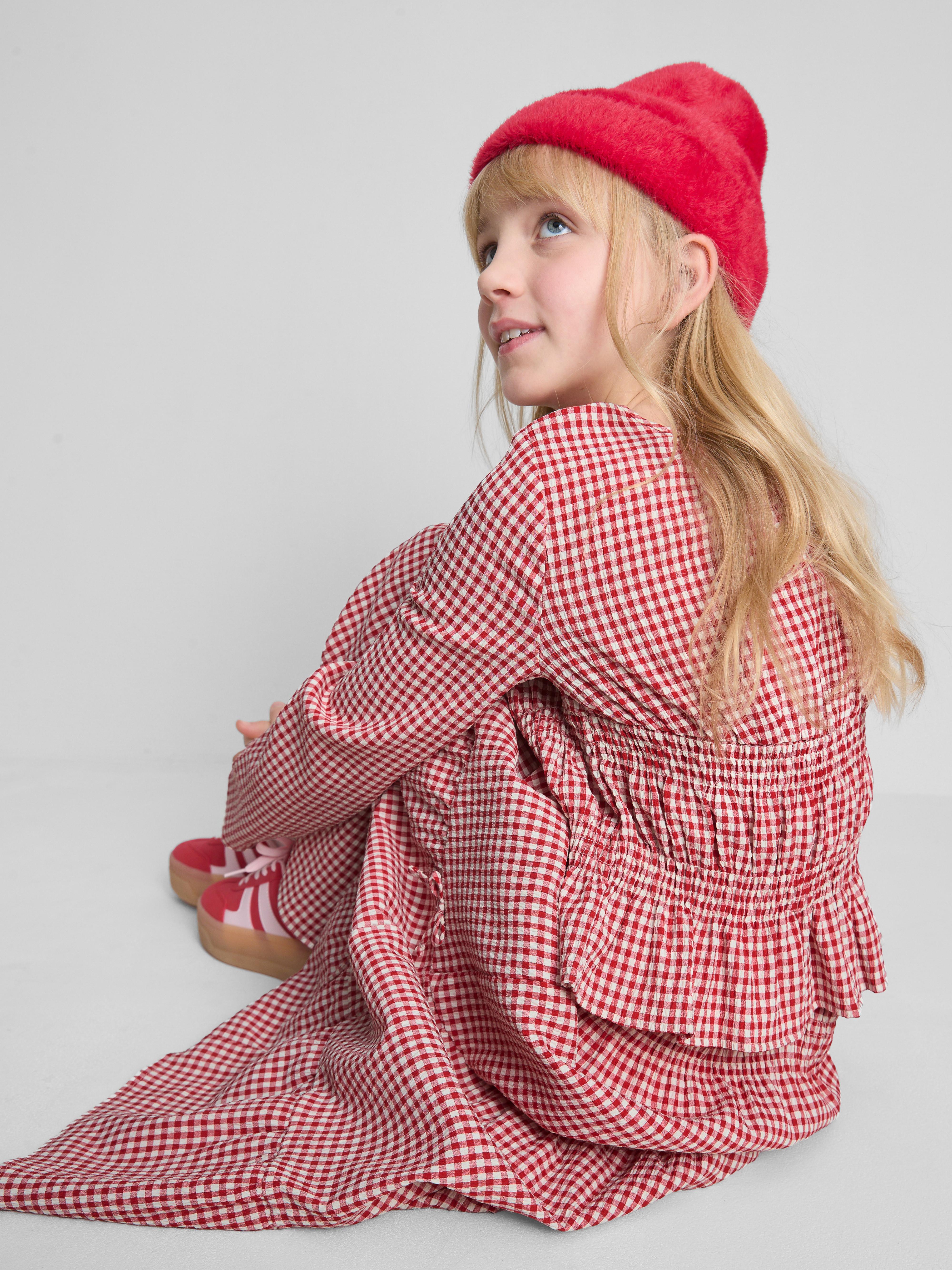 8-15yrs | Gingham Shirred Blouse