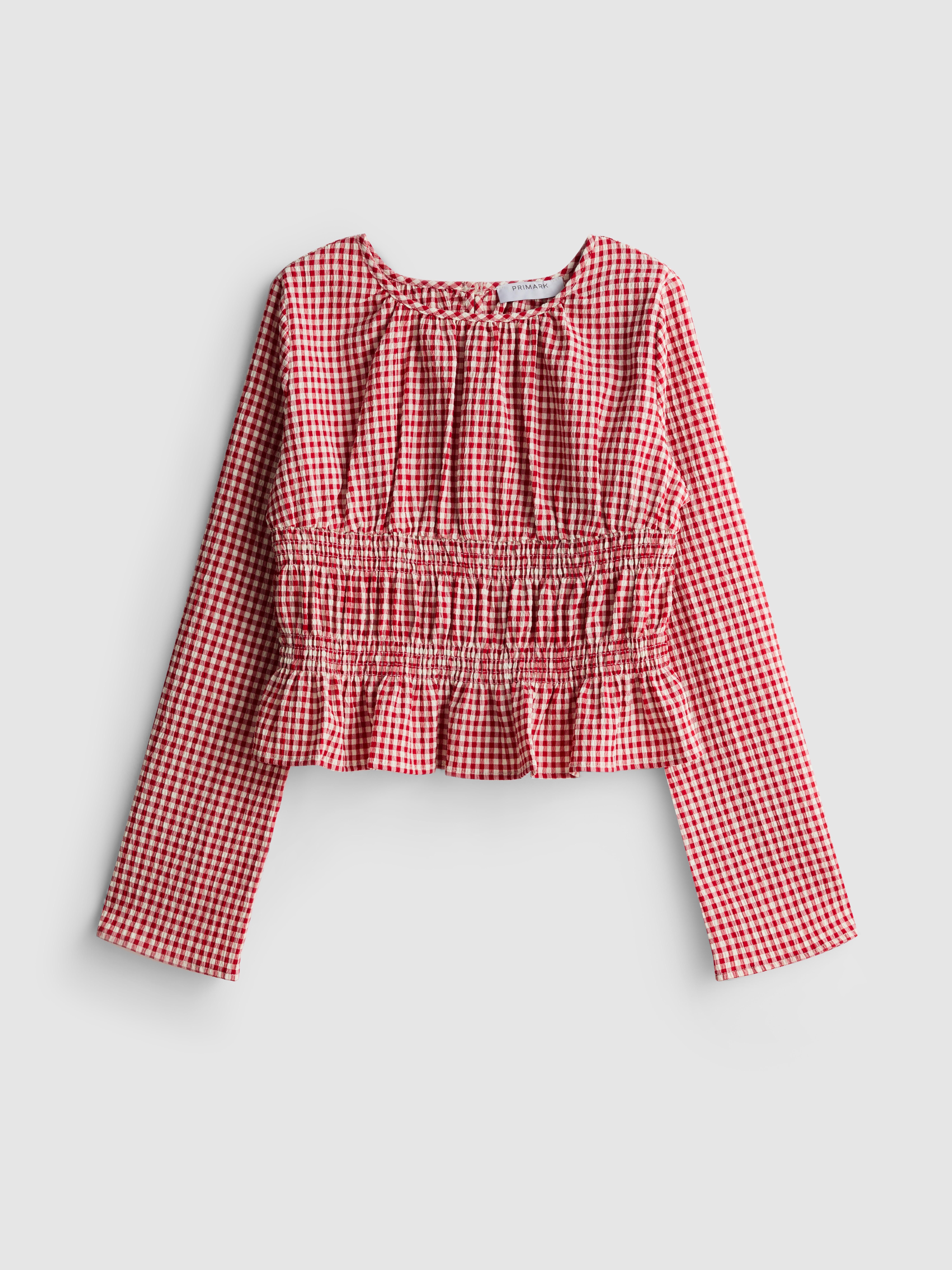 8-15yrs | Gingham Shirred Blouse
