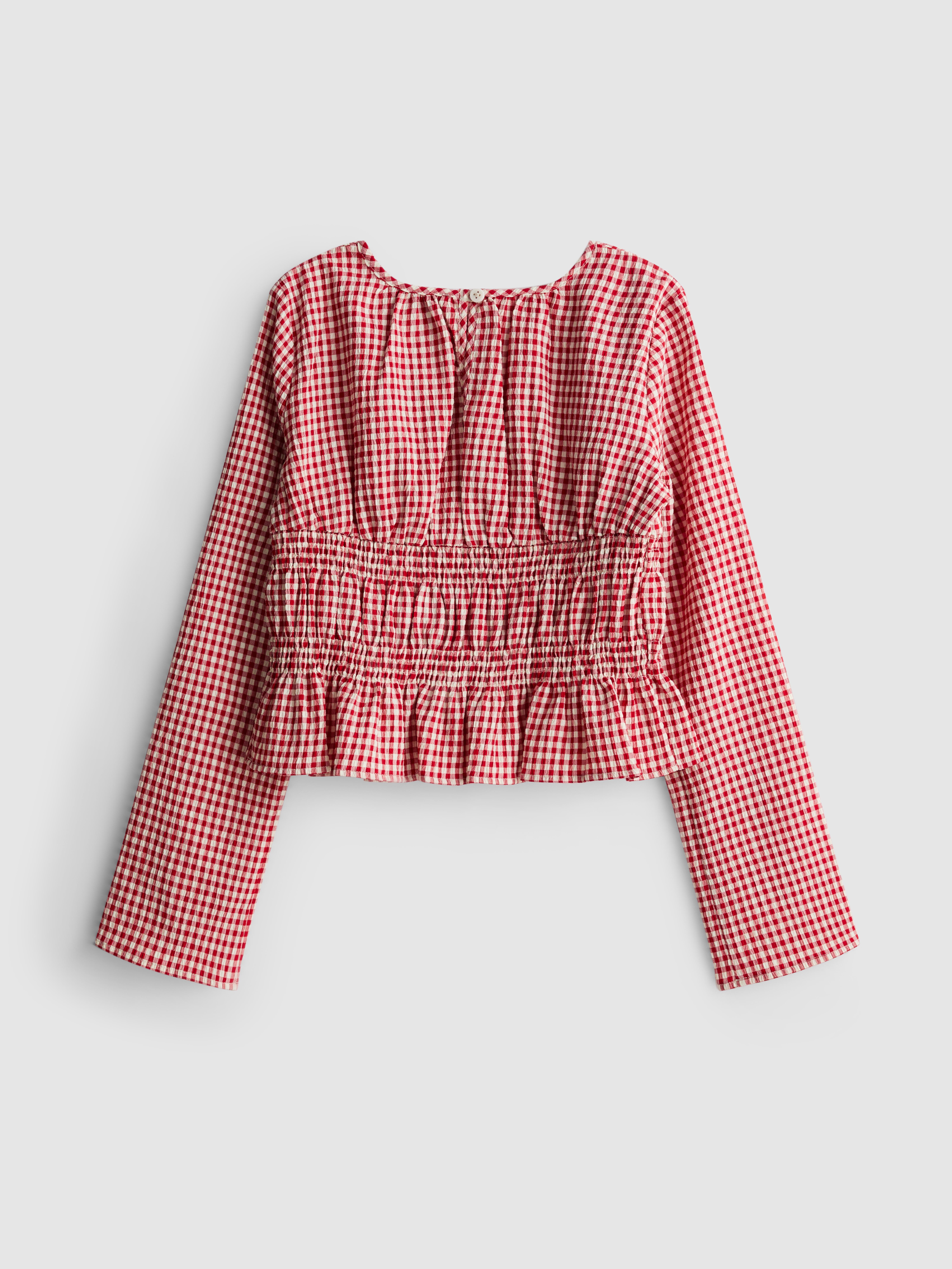 8-15yrs | Gingham Shirred Blouse