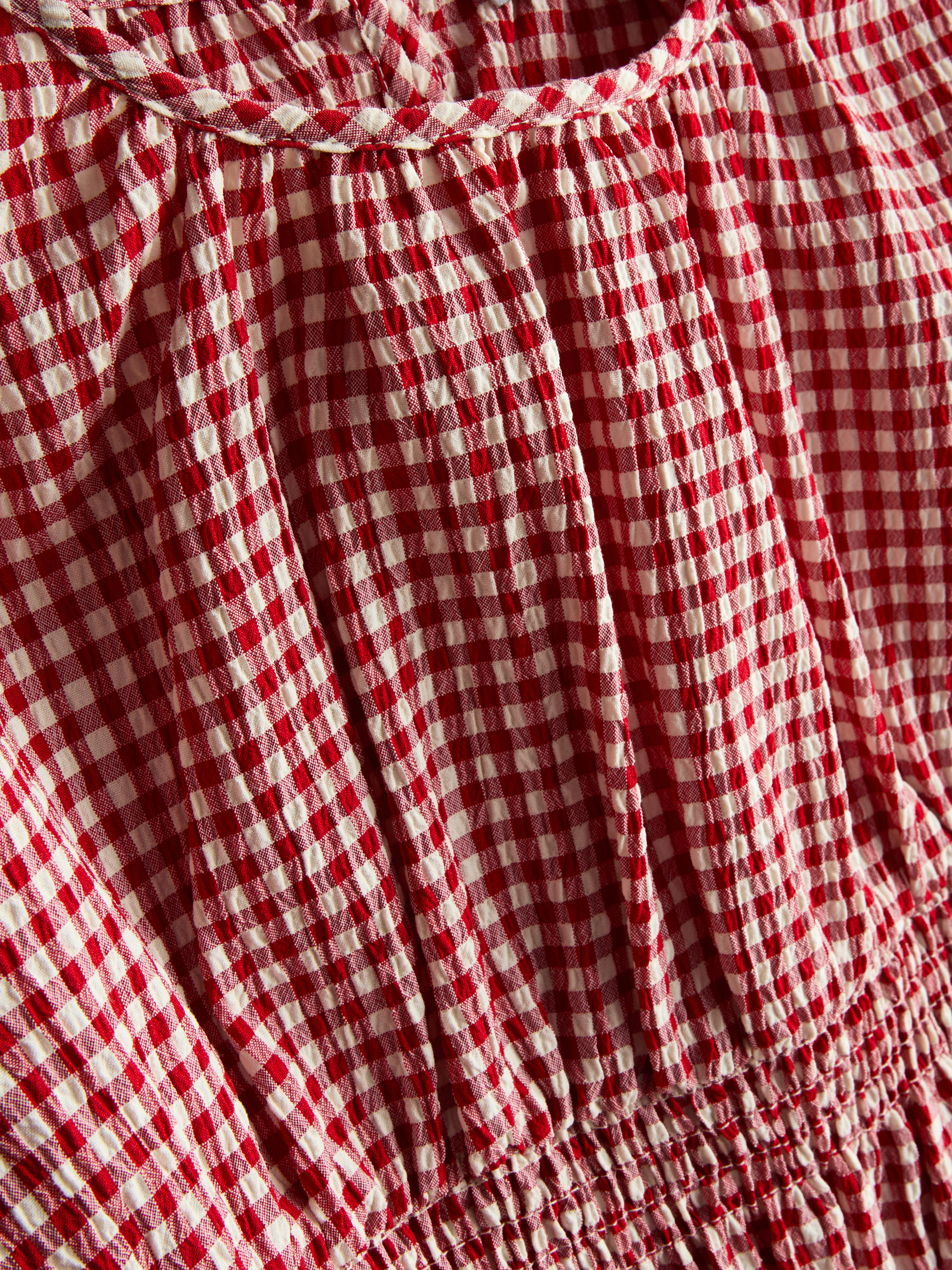 8-15yrs | Gingham Shirred Blouse