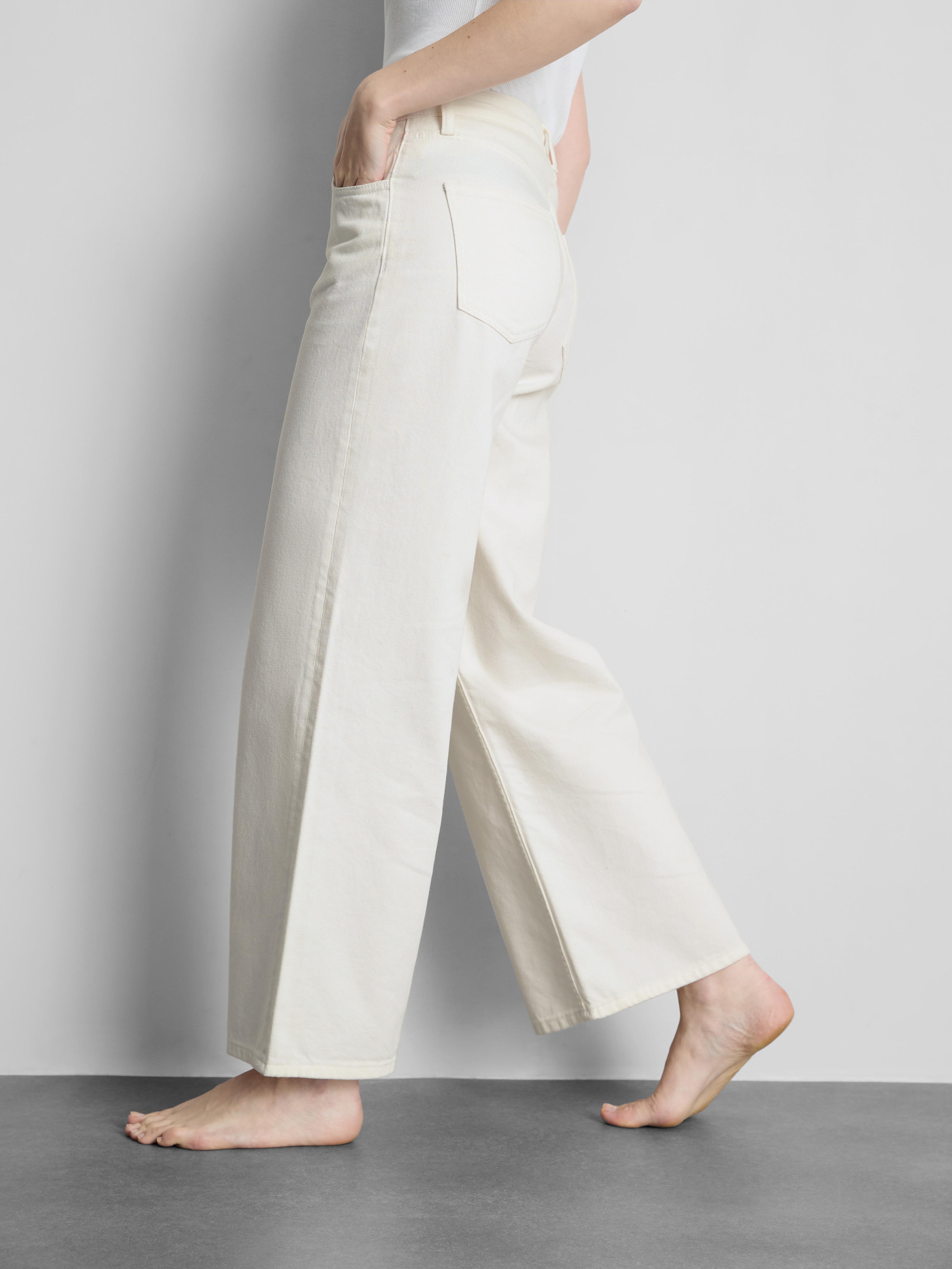 Cotton Denim Mid-Rise Wide-Leg Jeans