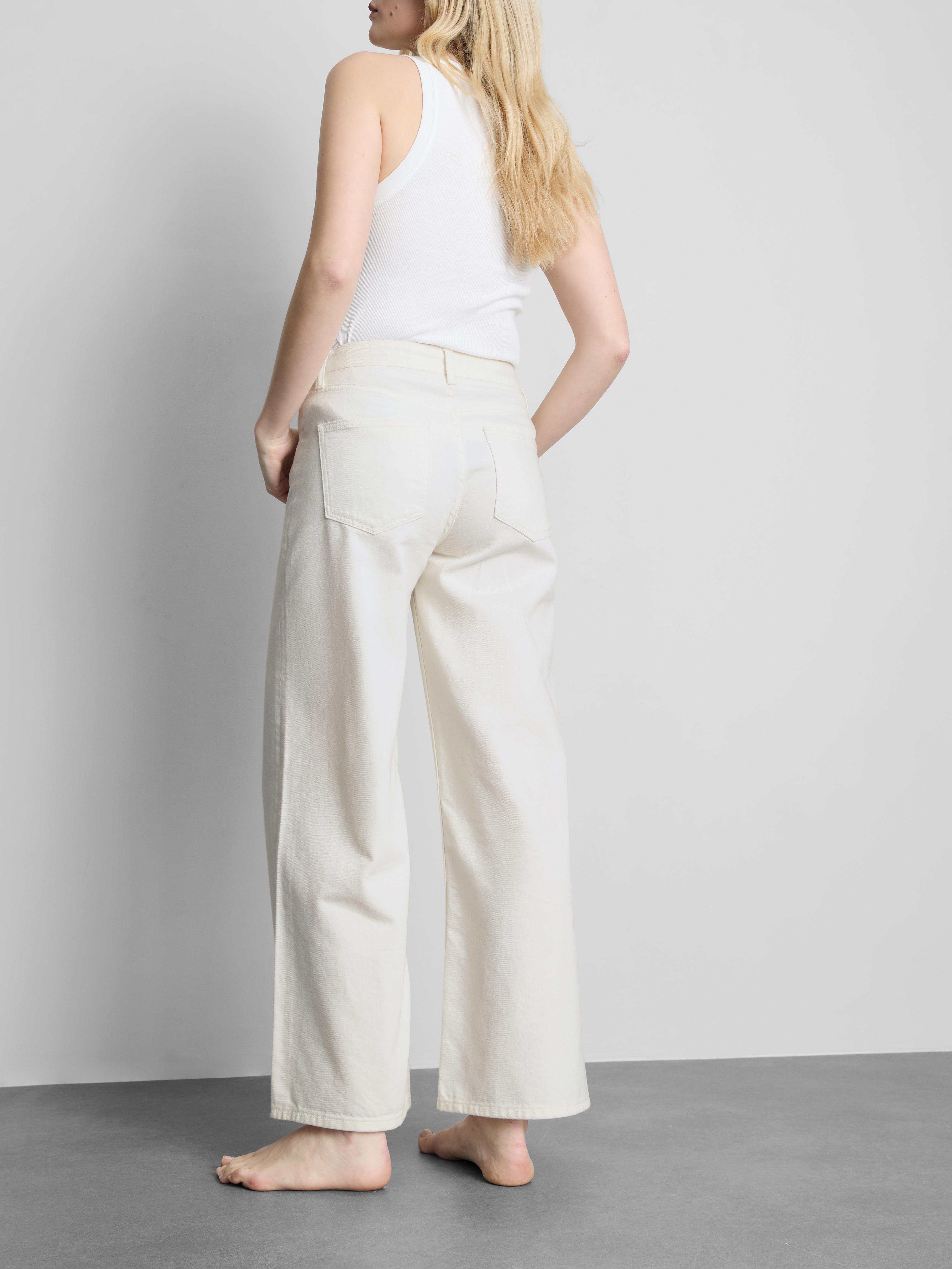 Cotton Denim Mid-Rise Wide-Leg Jeans