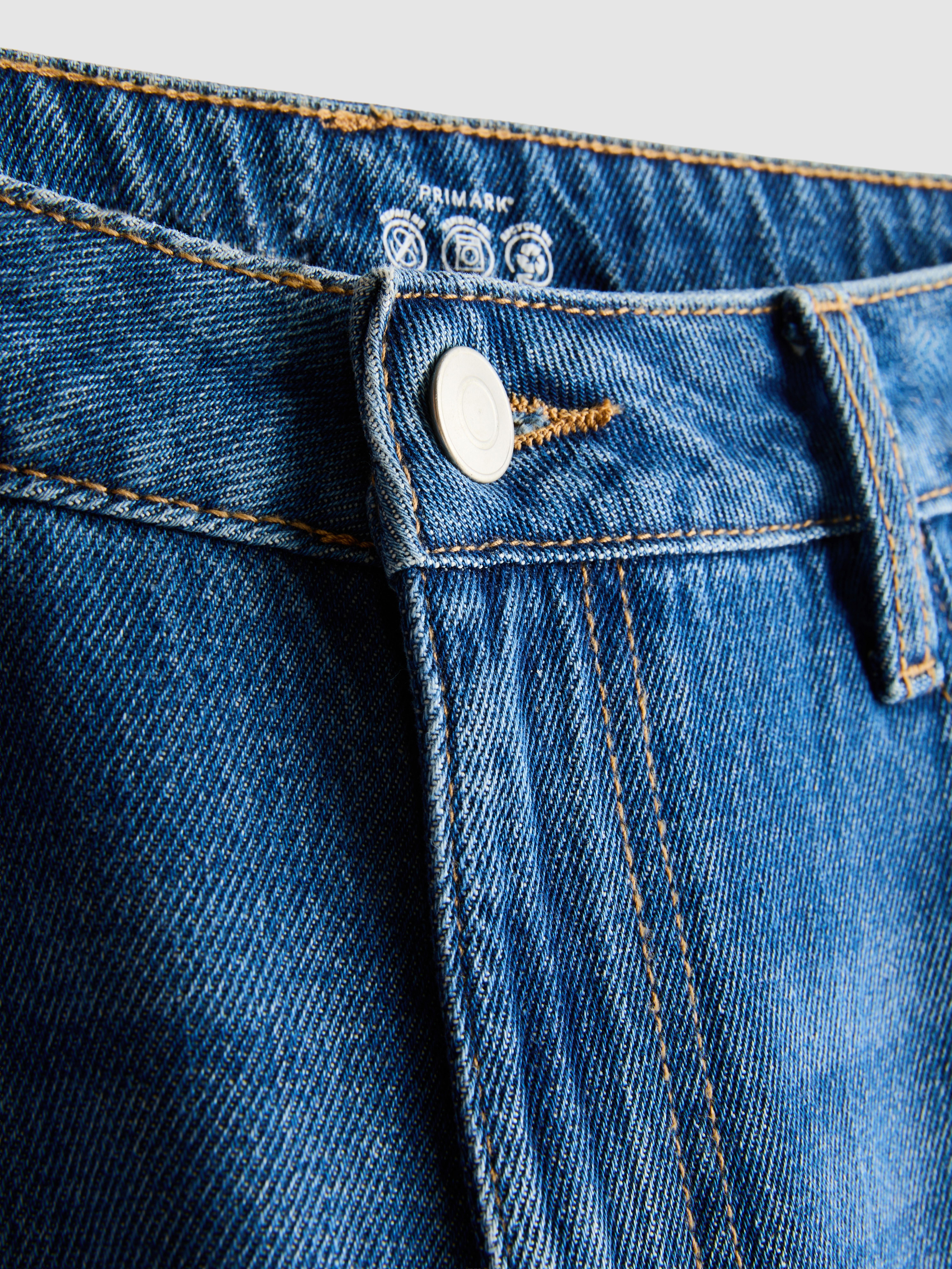 Calças ganga corte largo cintura média algodão