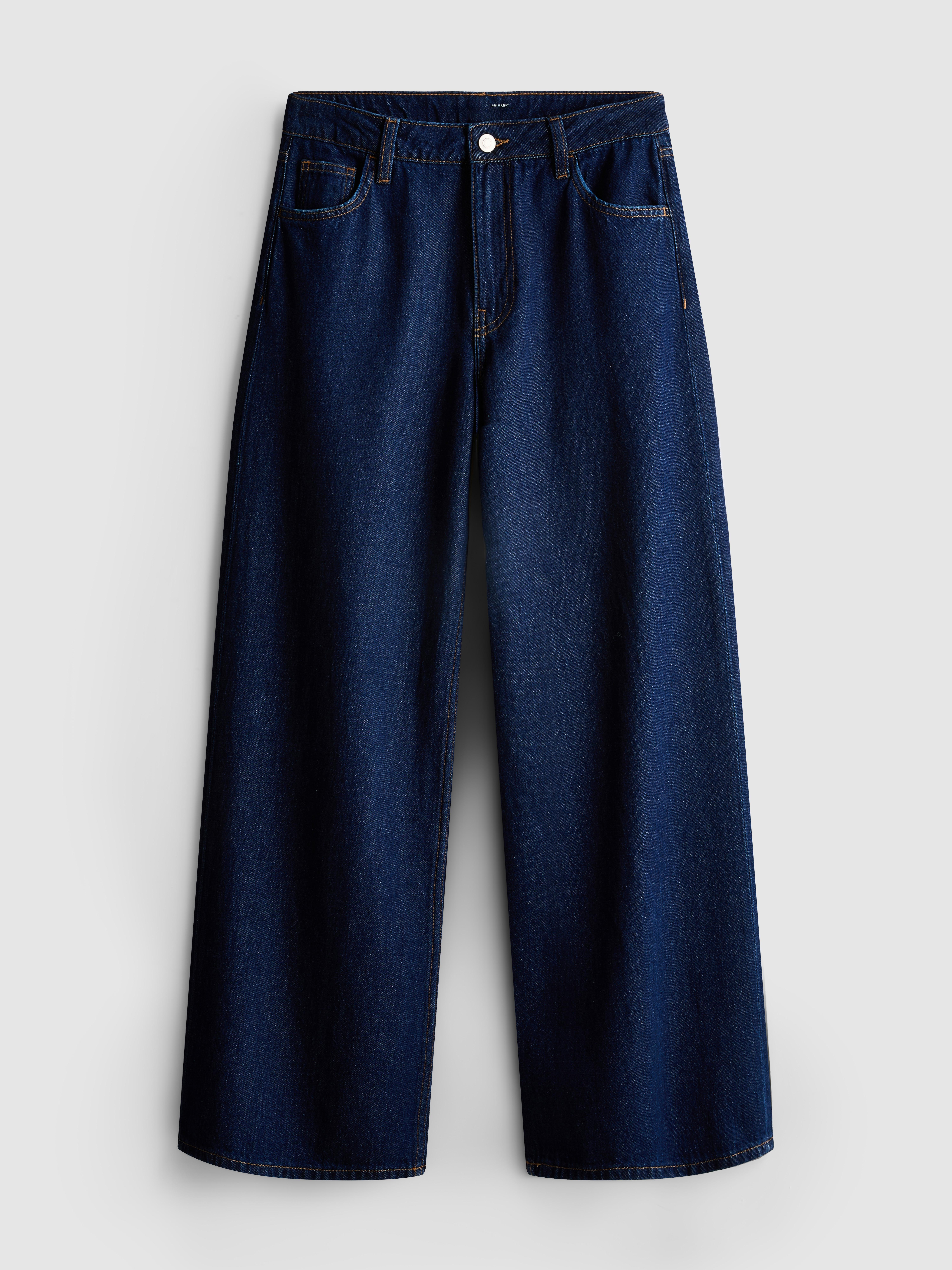 Cotton Denim Mid-Rise Wide-Leg Jeans
