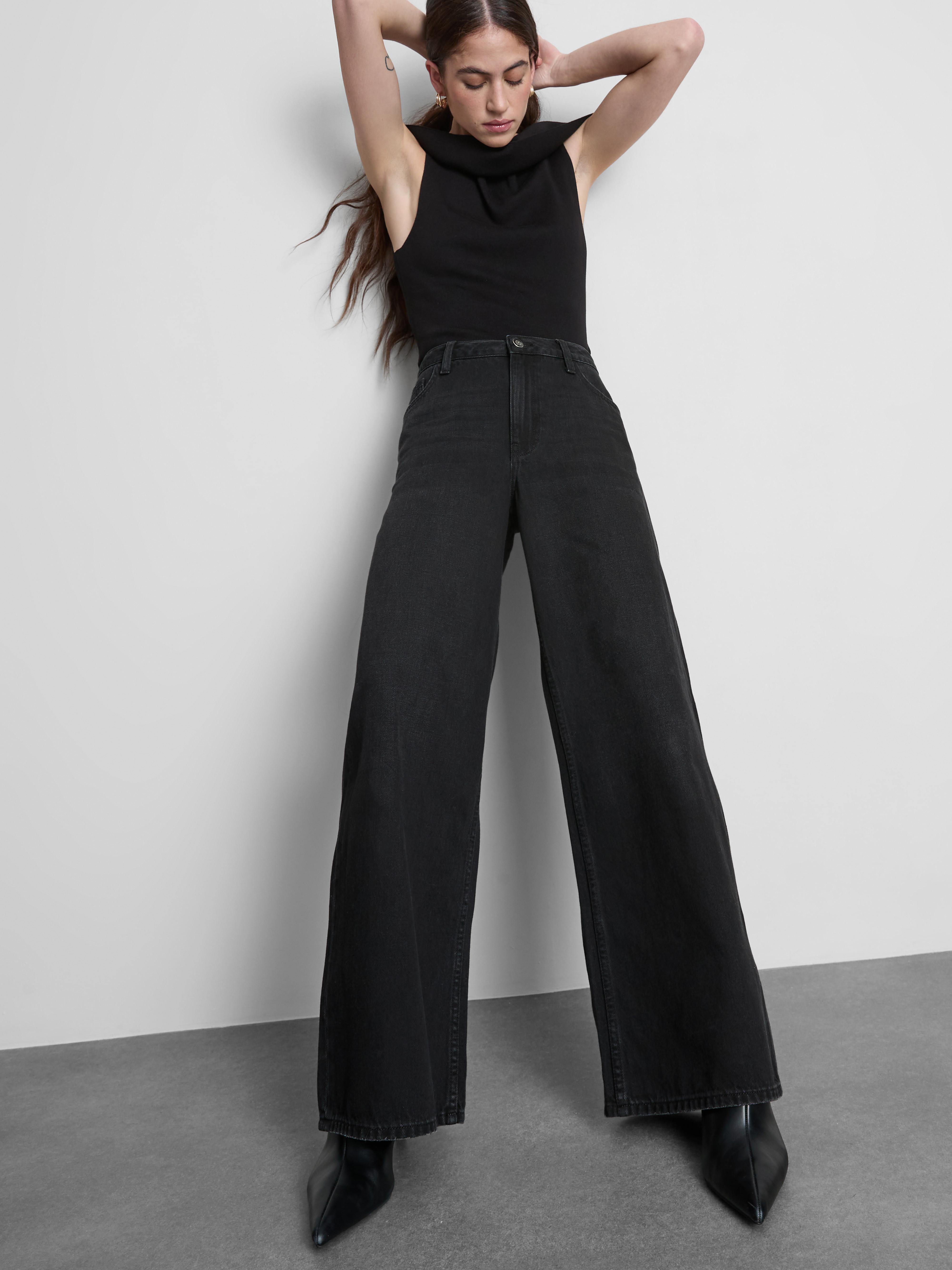 Cotton Denim Mid-Rise Wide-Leg Jeans