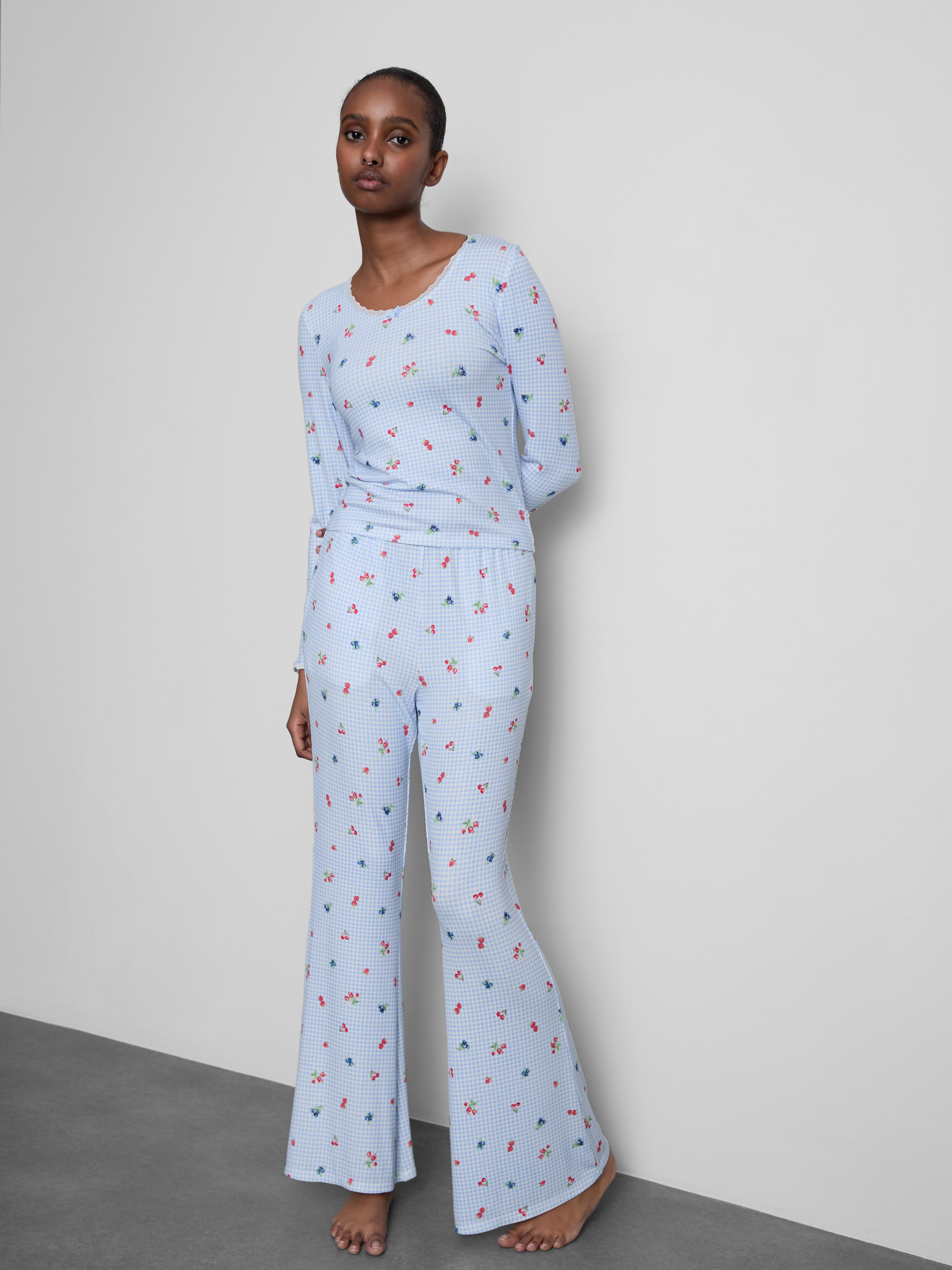 Gingham Berry Long Sleeve Pyjama Top