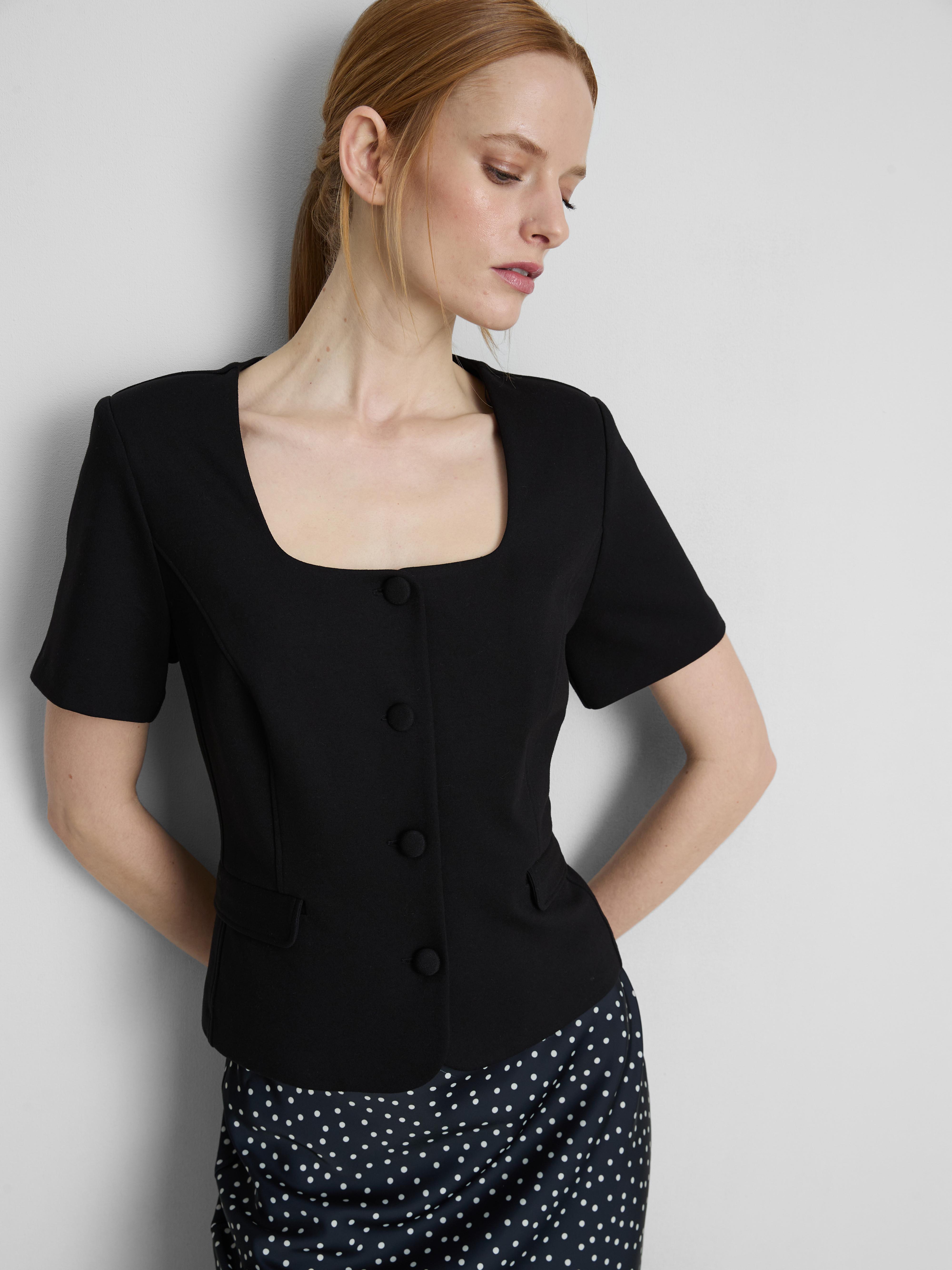 Short Sleeve Square Neckline Blazer