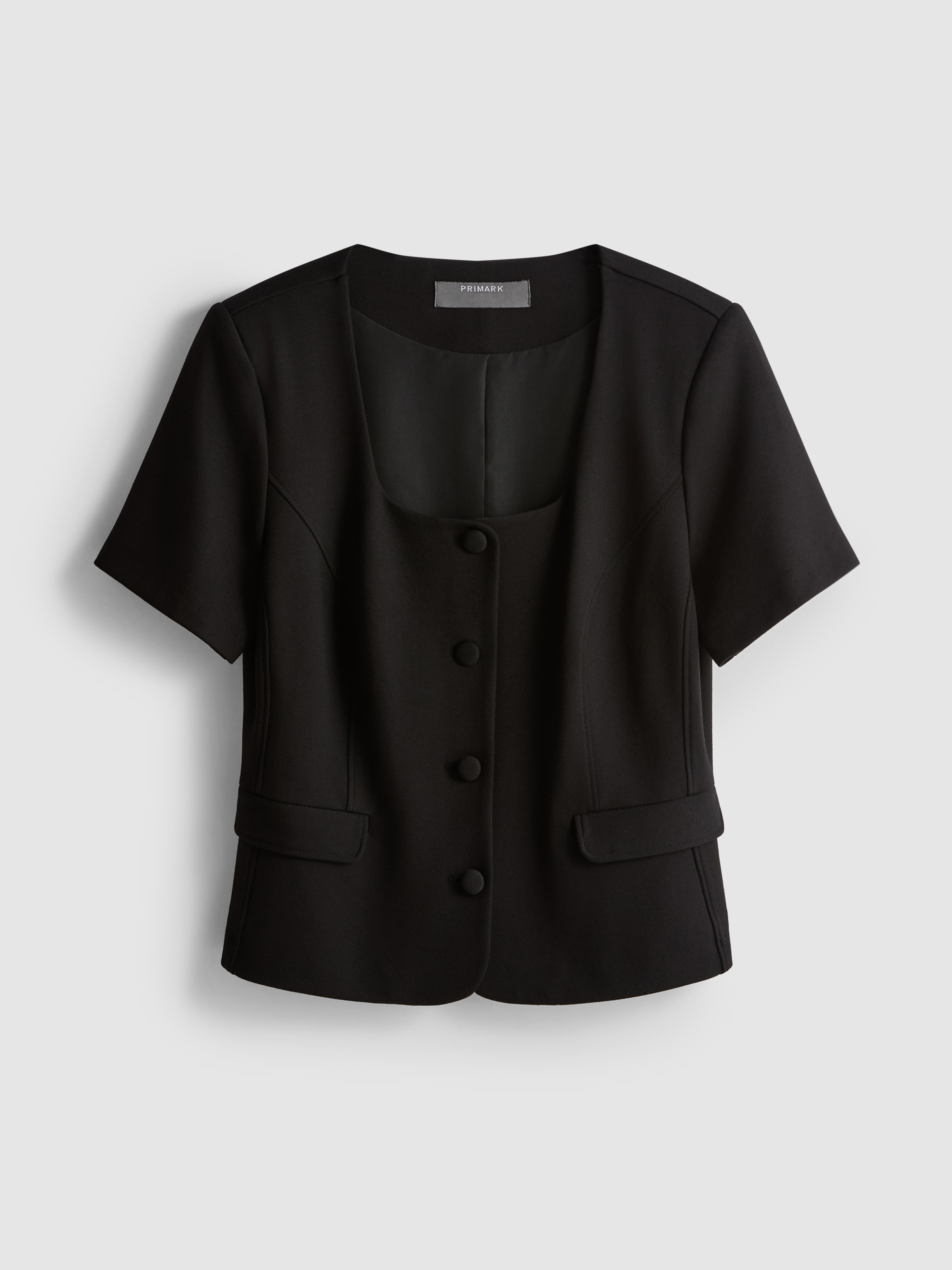 Short Sleeve Square Neckline Blazer