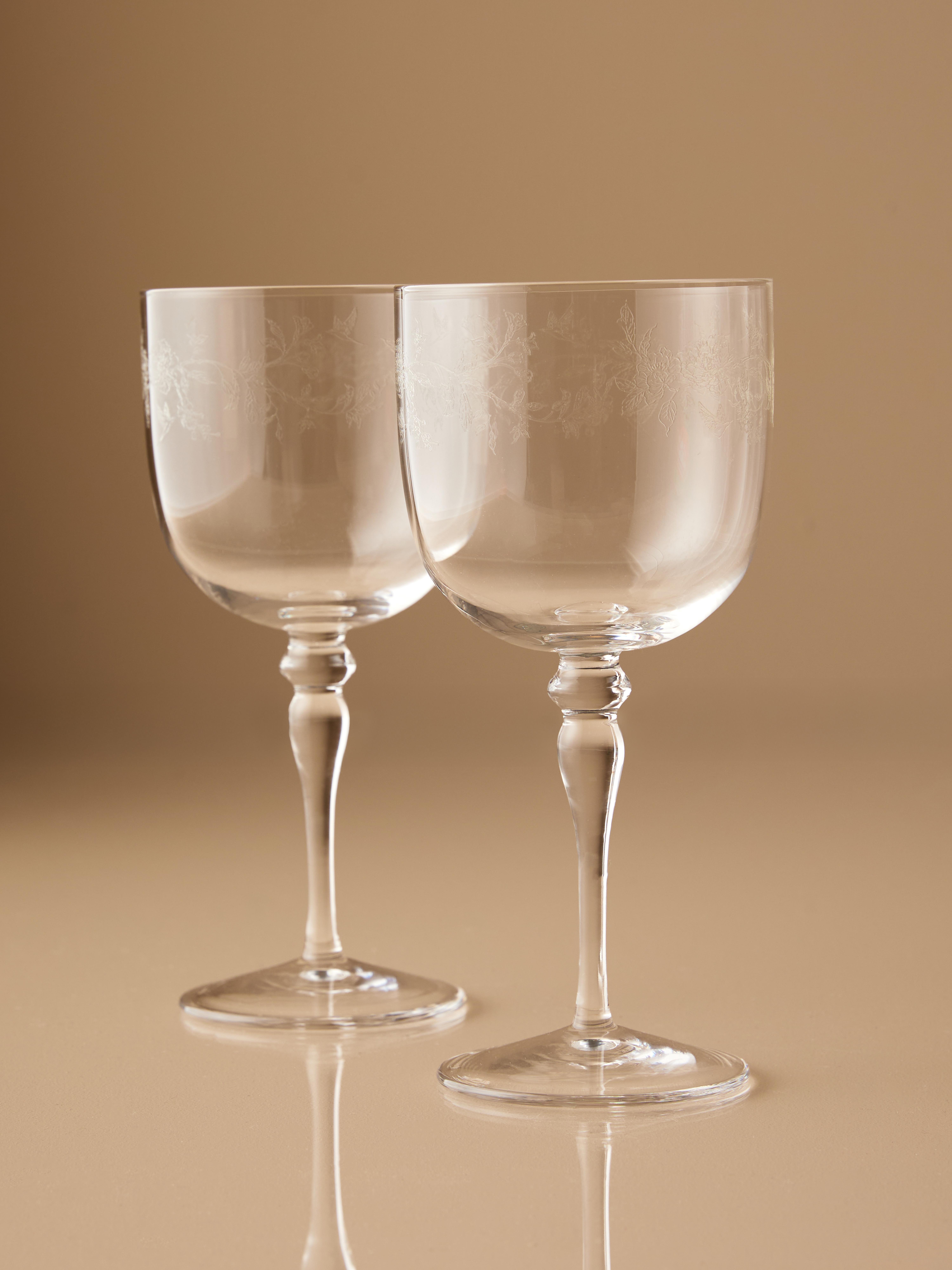 The Edit Floral Etched Wine Glass