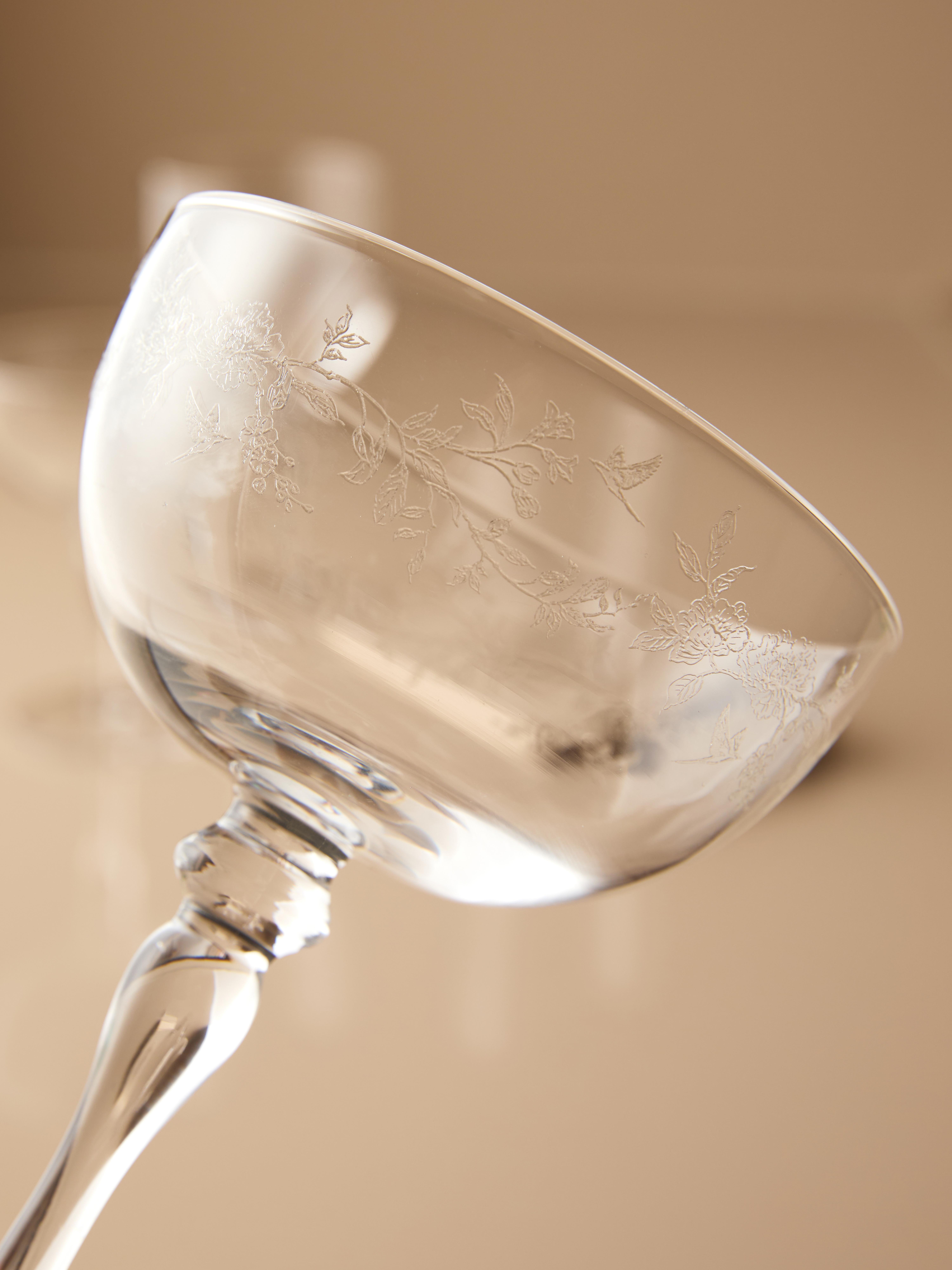 The Edit Etched Glass Floral Coupe