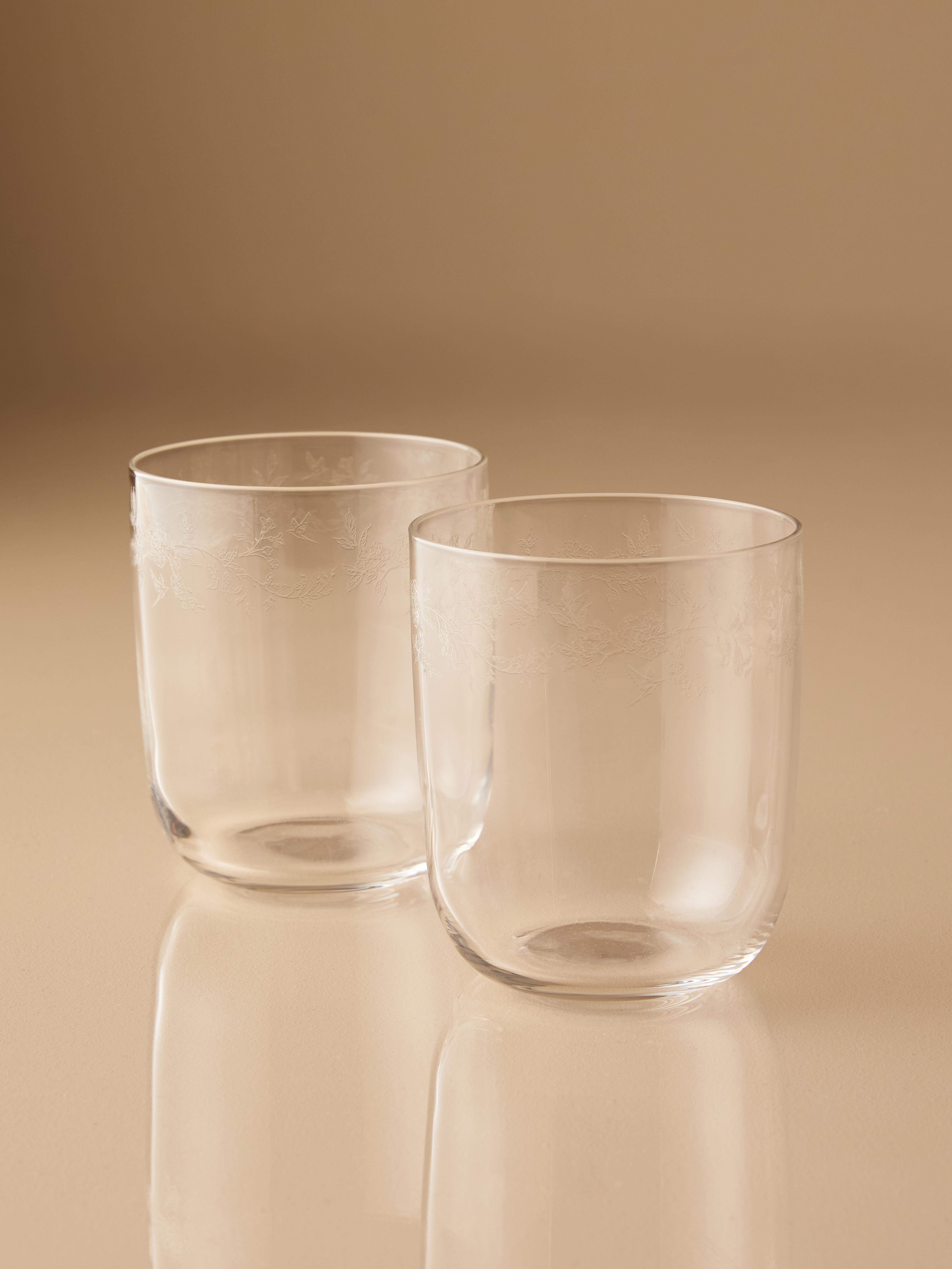 Glazen beker  met geëtst bloemmotief The Edit