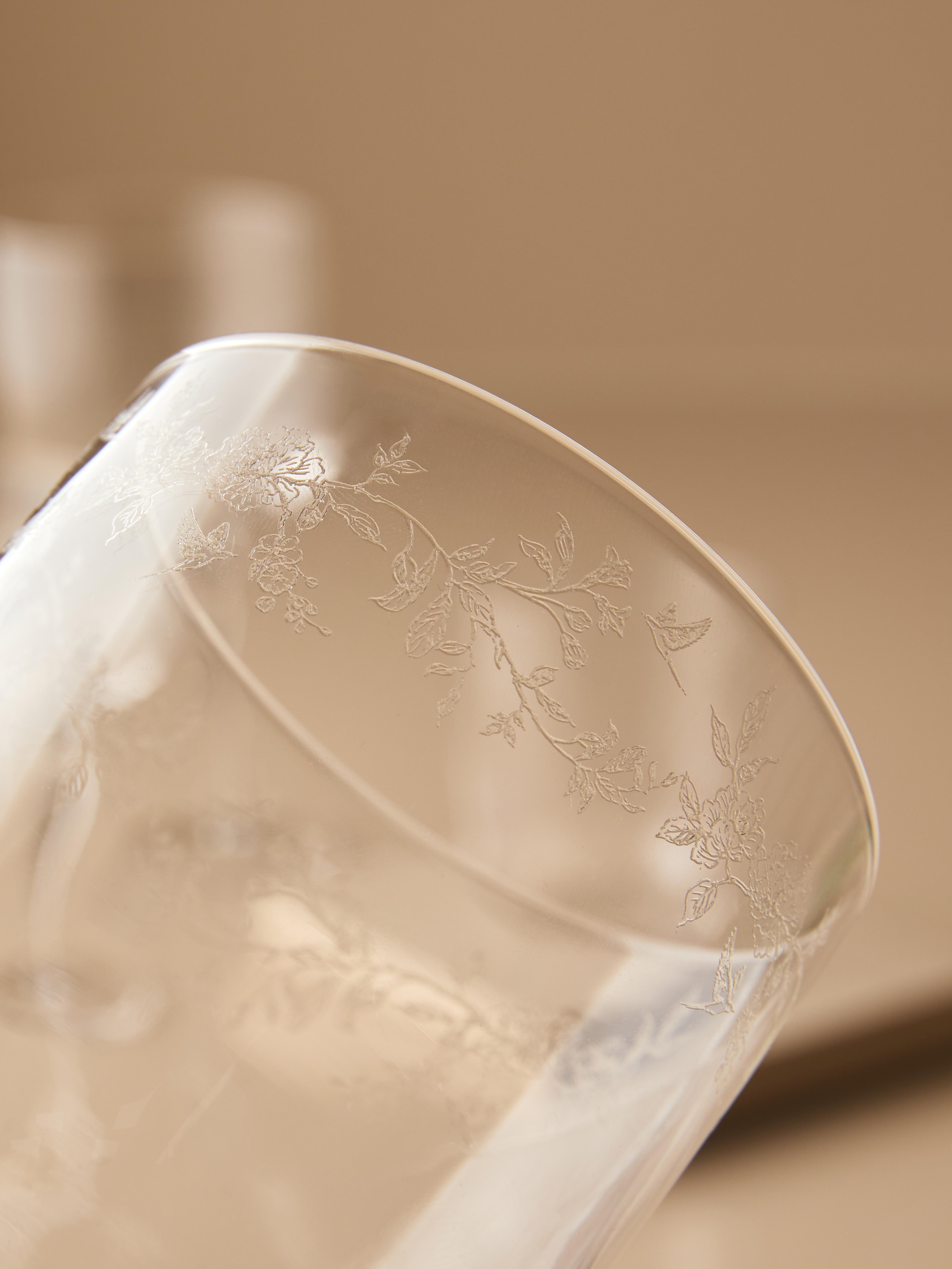 The Edit Floral Etched Glass Tumbler