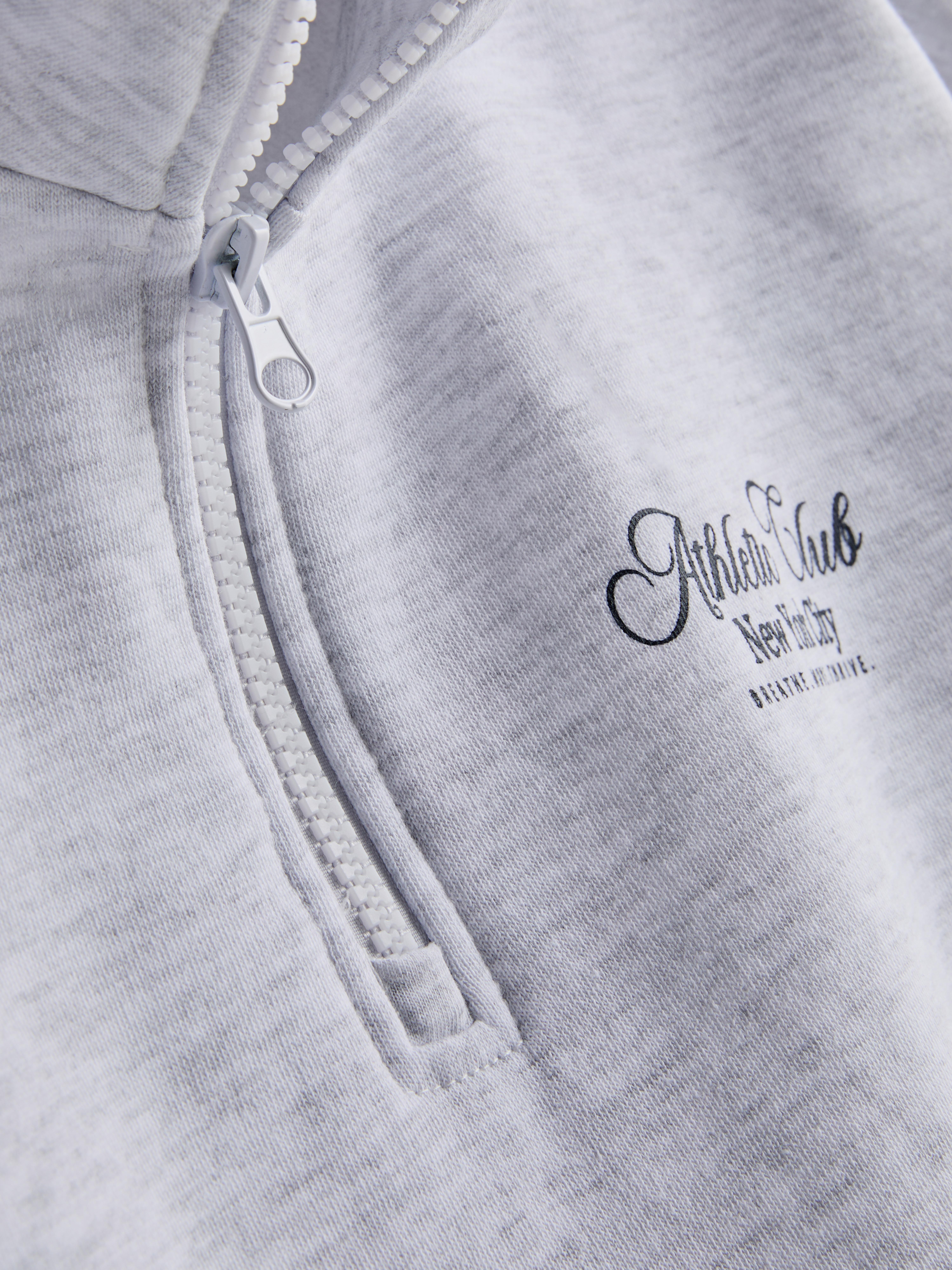 Girls Gray Heather 7-15yrs | Funnel Neck Half-Zip Sweatshirt