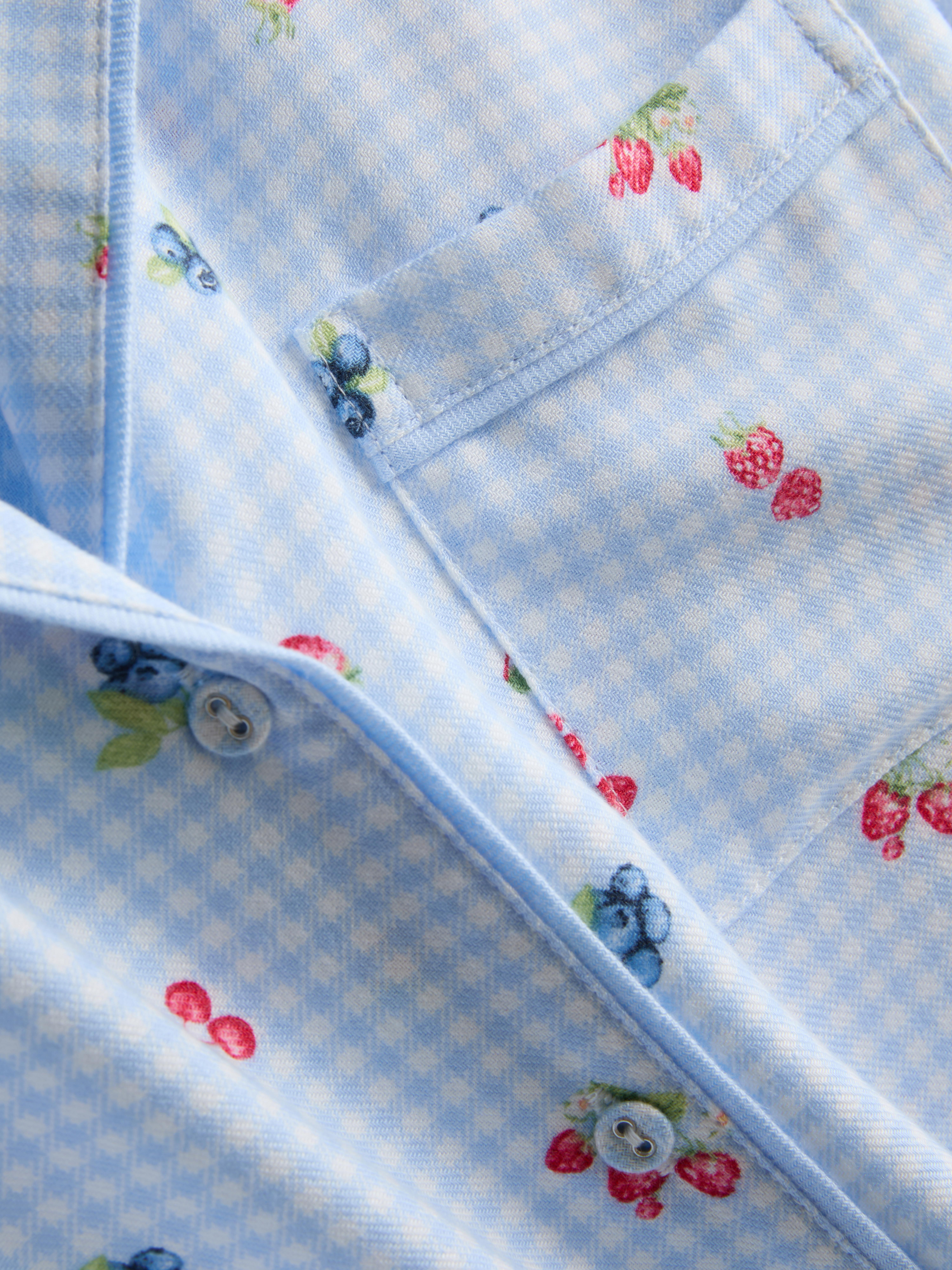 Women's Light Blue Gingham Berry Pajama Shirt