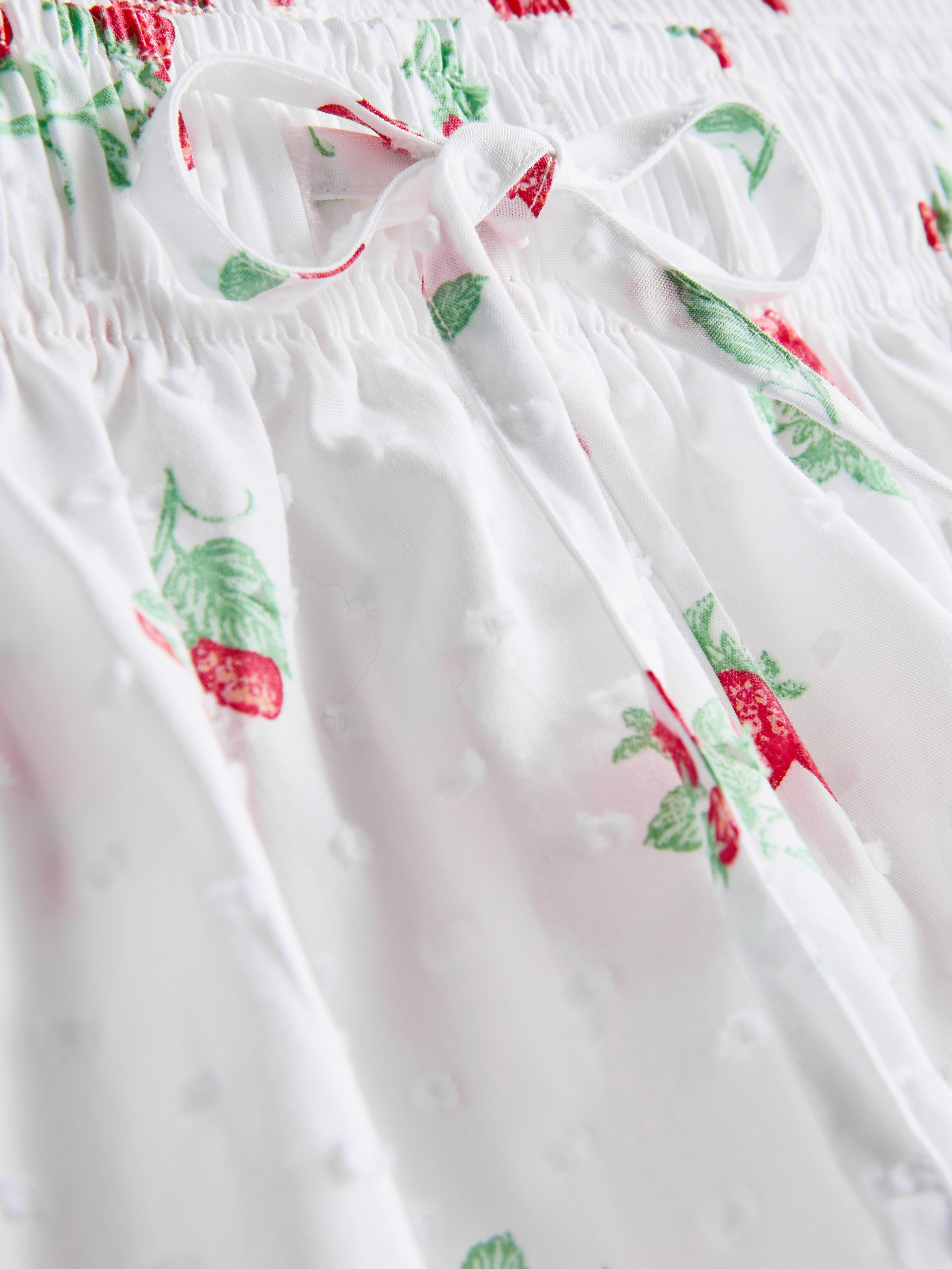 Short de pyjama en coton tissé à motif fraise