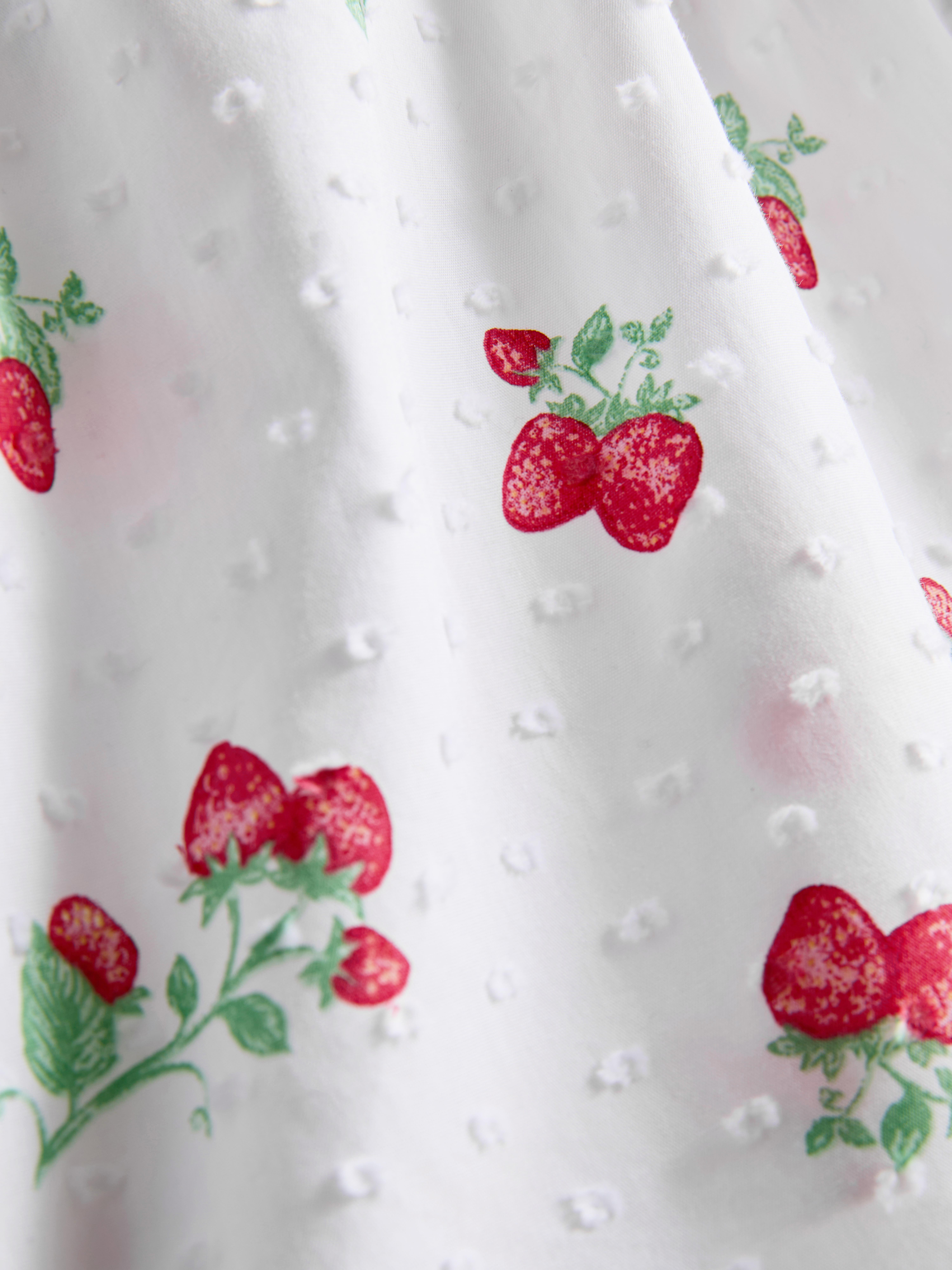Short de pyjama en coton tissé à motif fraise