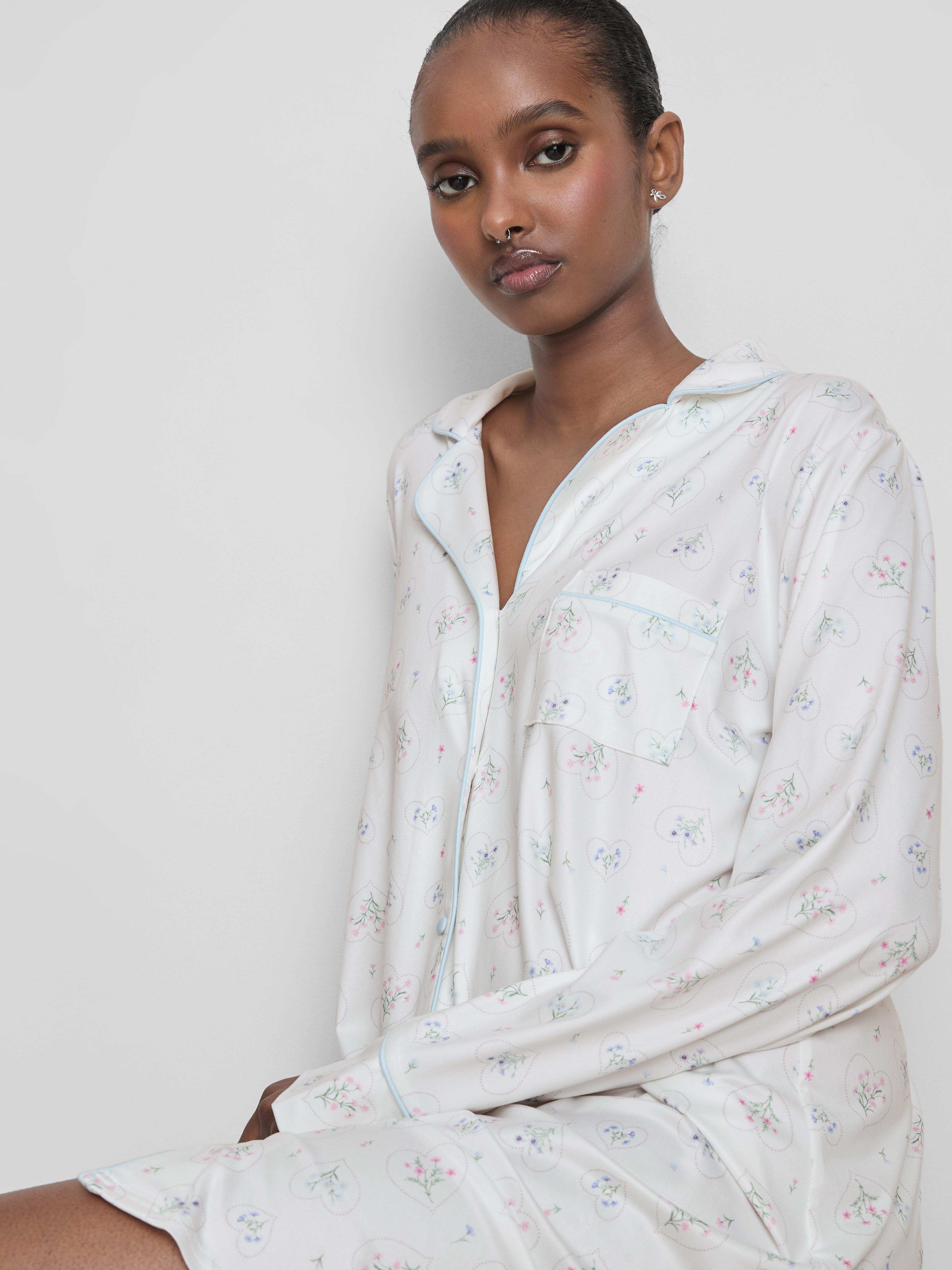 Camisa noite estilo Boyfriend estampada folgada