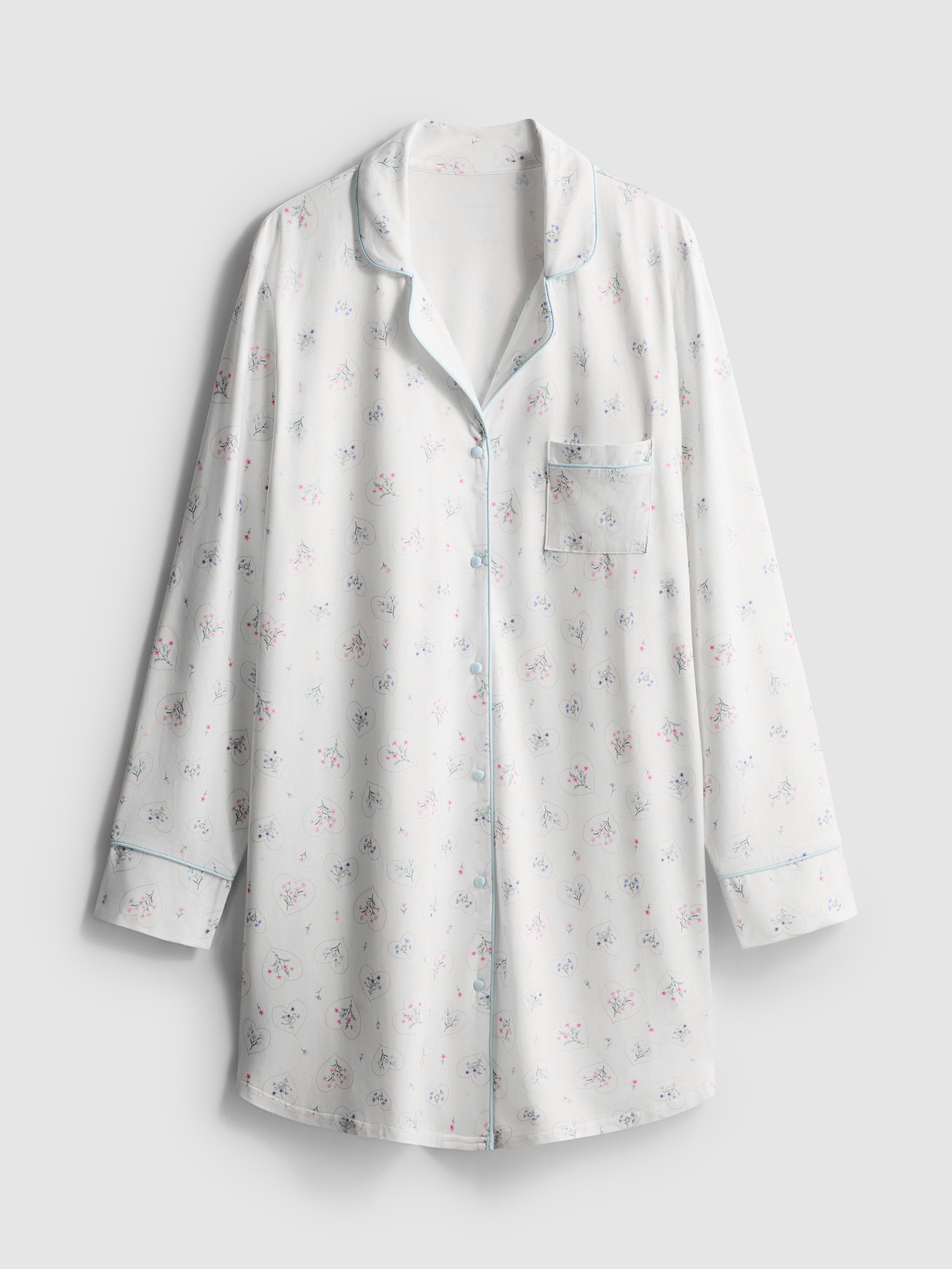 Camisa noite estilo Boyfriend estampada folgada