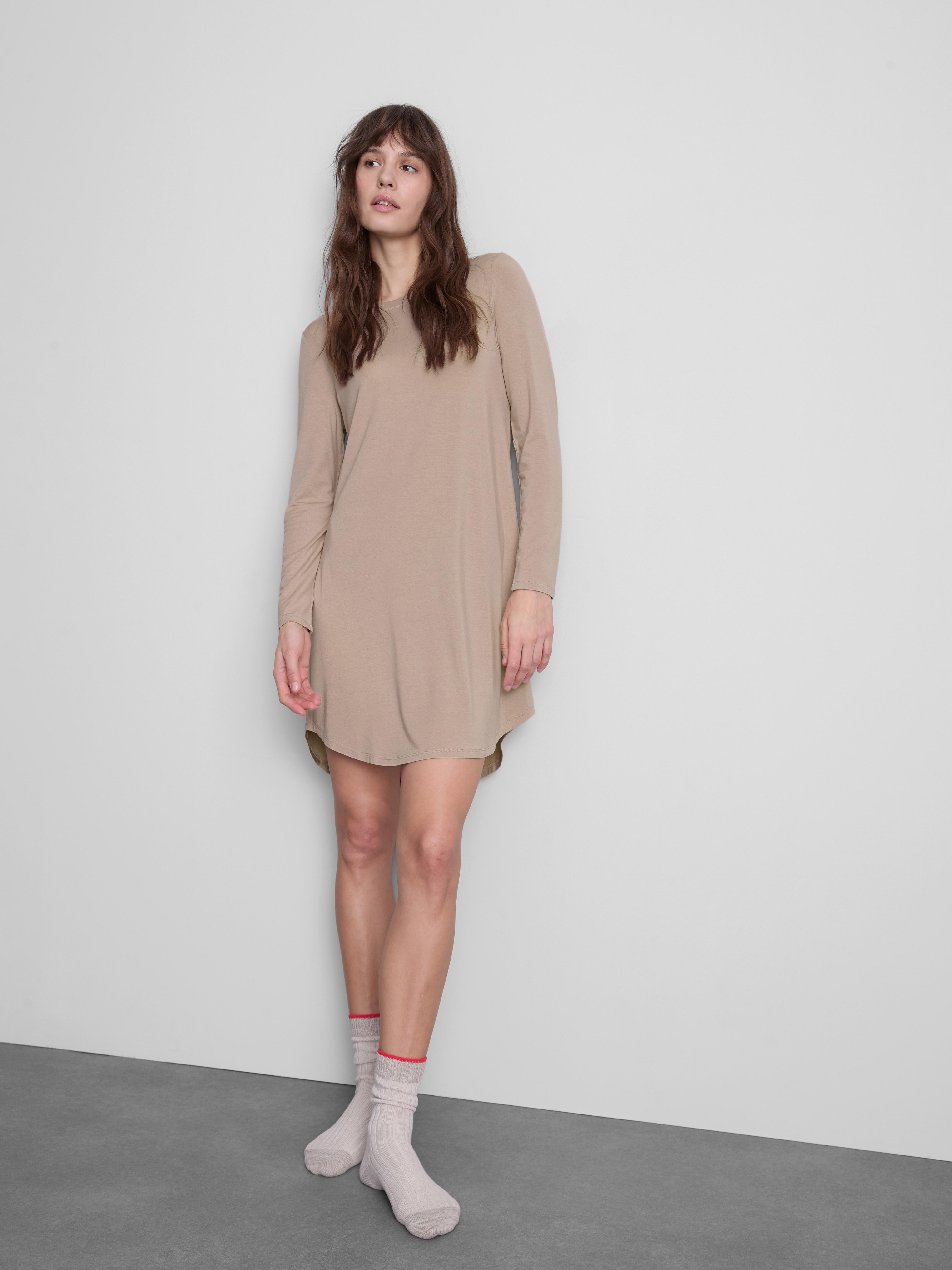 Langärmeliges Midi-Schlafshirt