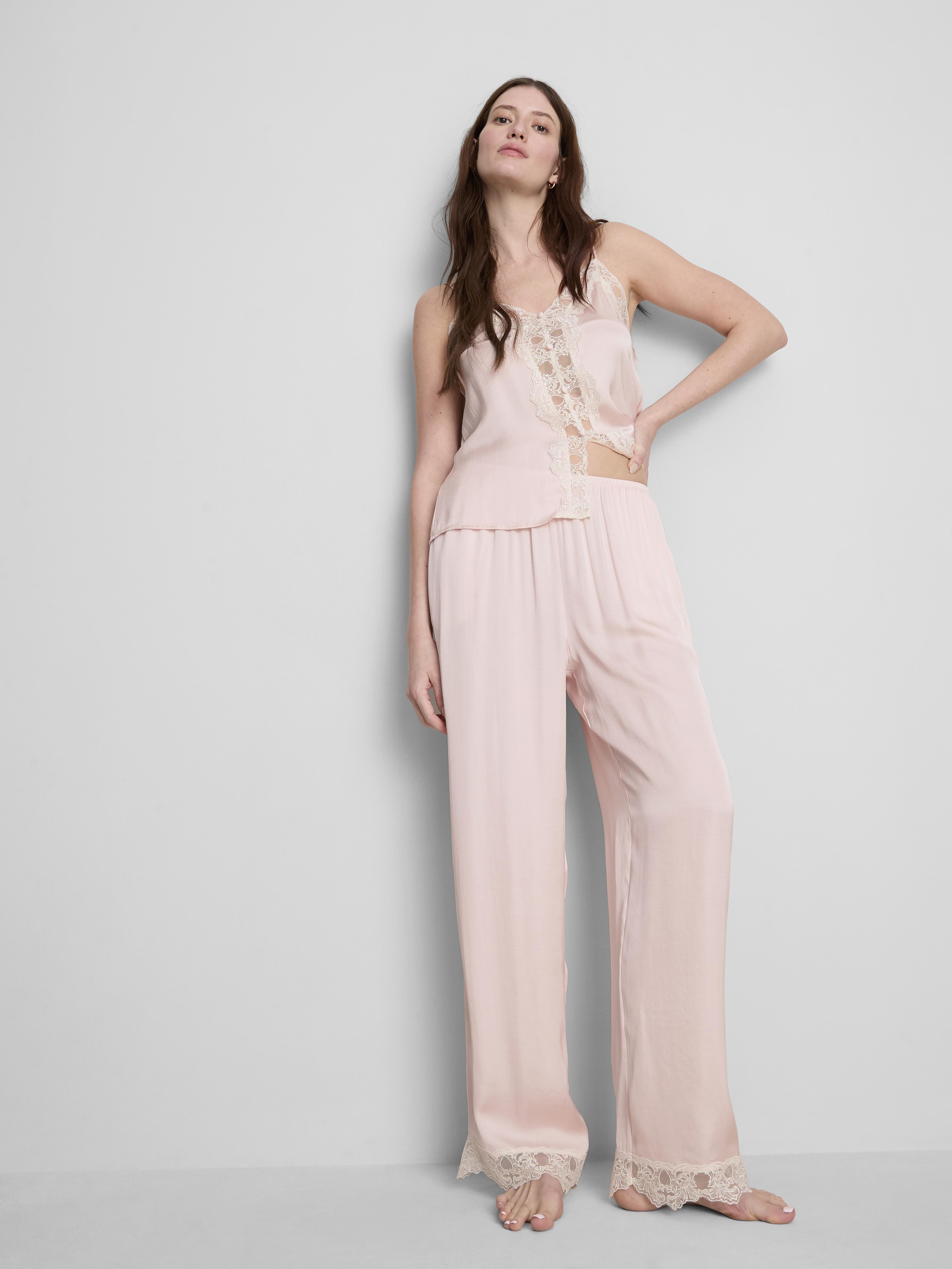 The Edit Satin Lace Pyjama Bottoms