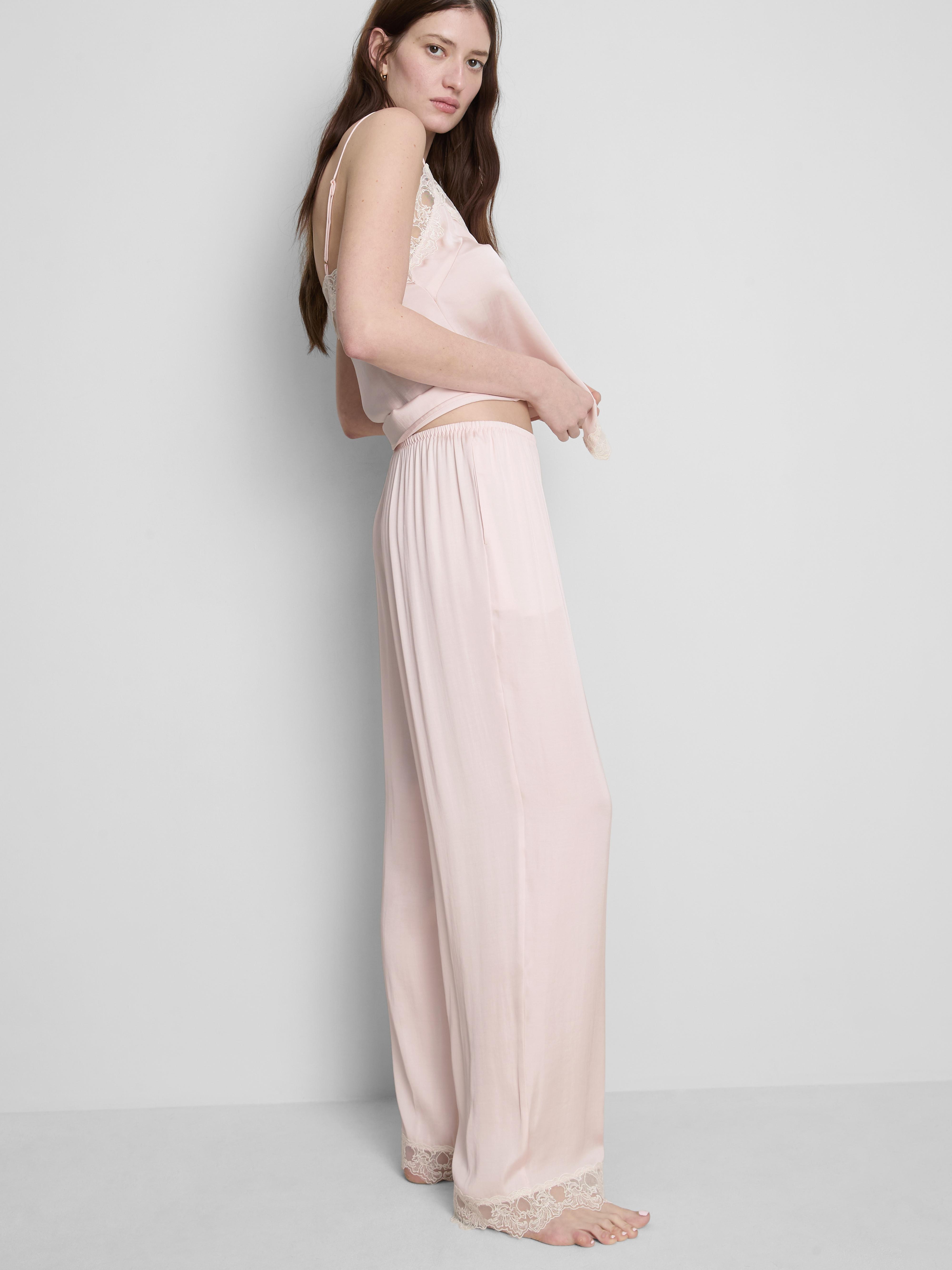 Pantaloni de pijama din satin cu dantelă The Edit