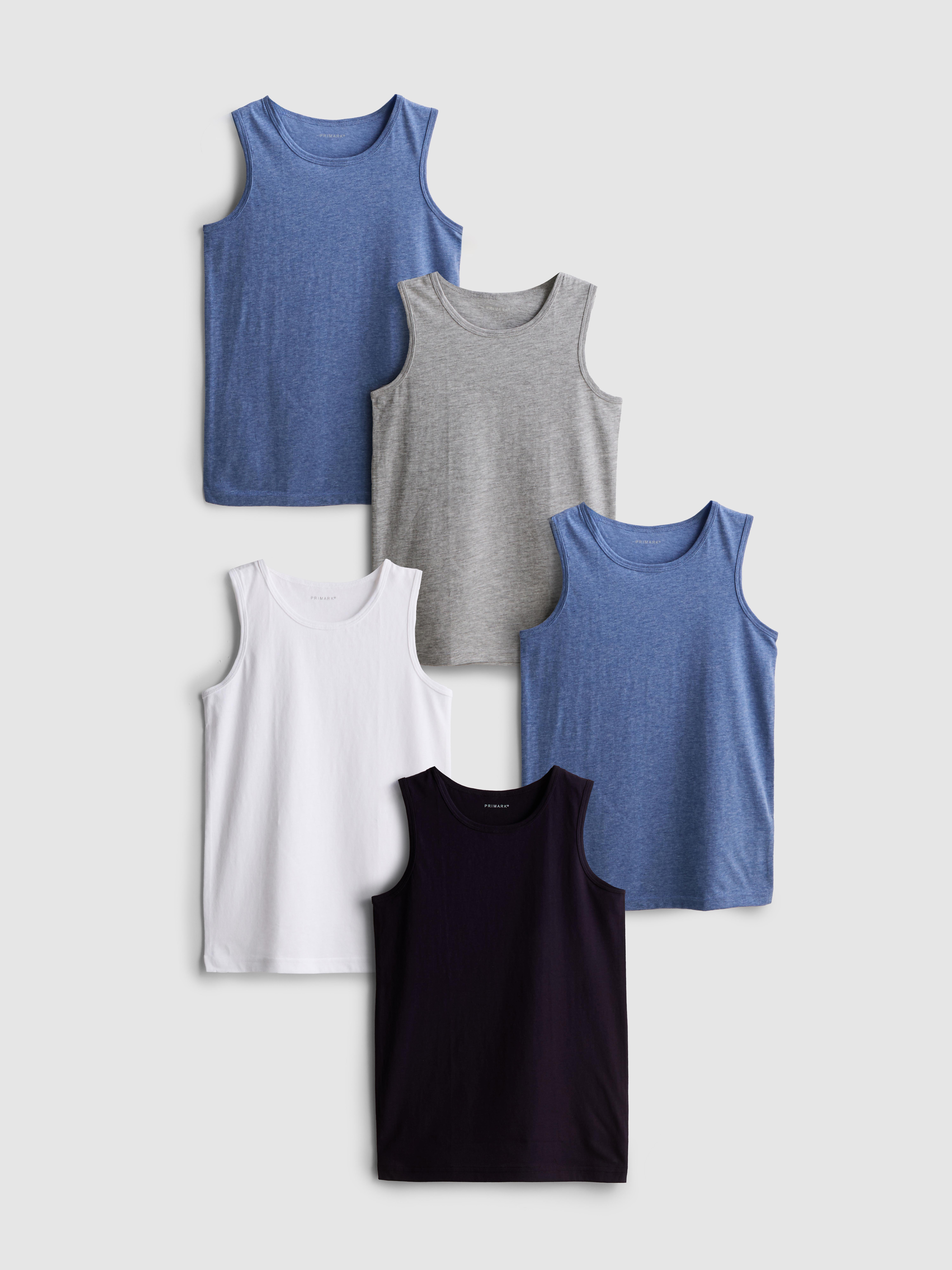 Boys Blue Heather 1.5-15yrs | 5pk Tanks