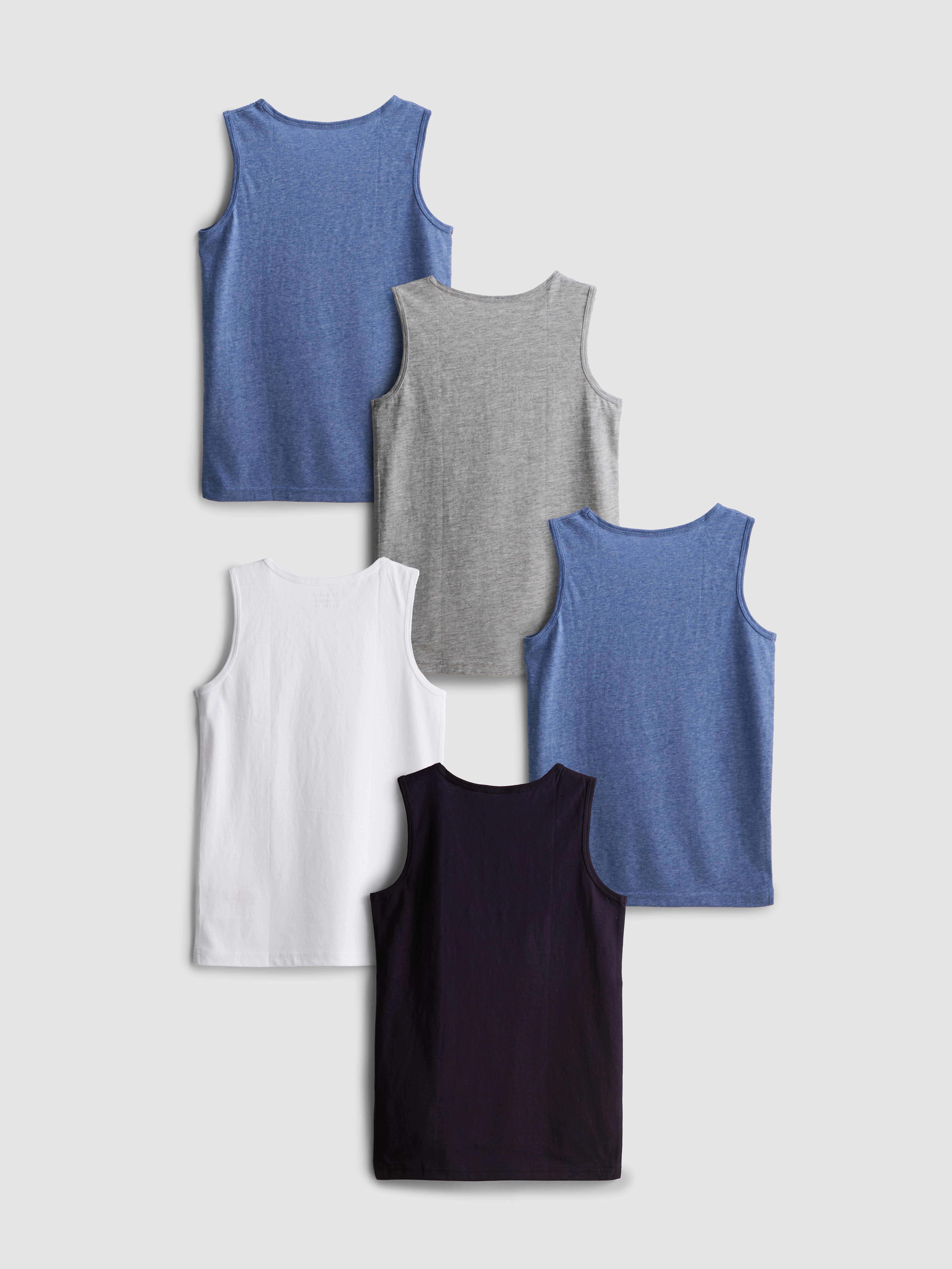 Boys Blue Heather 1.5-15yrs | 5pk Tanks