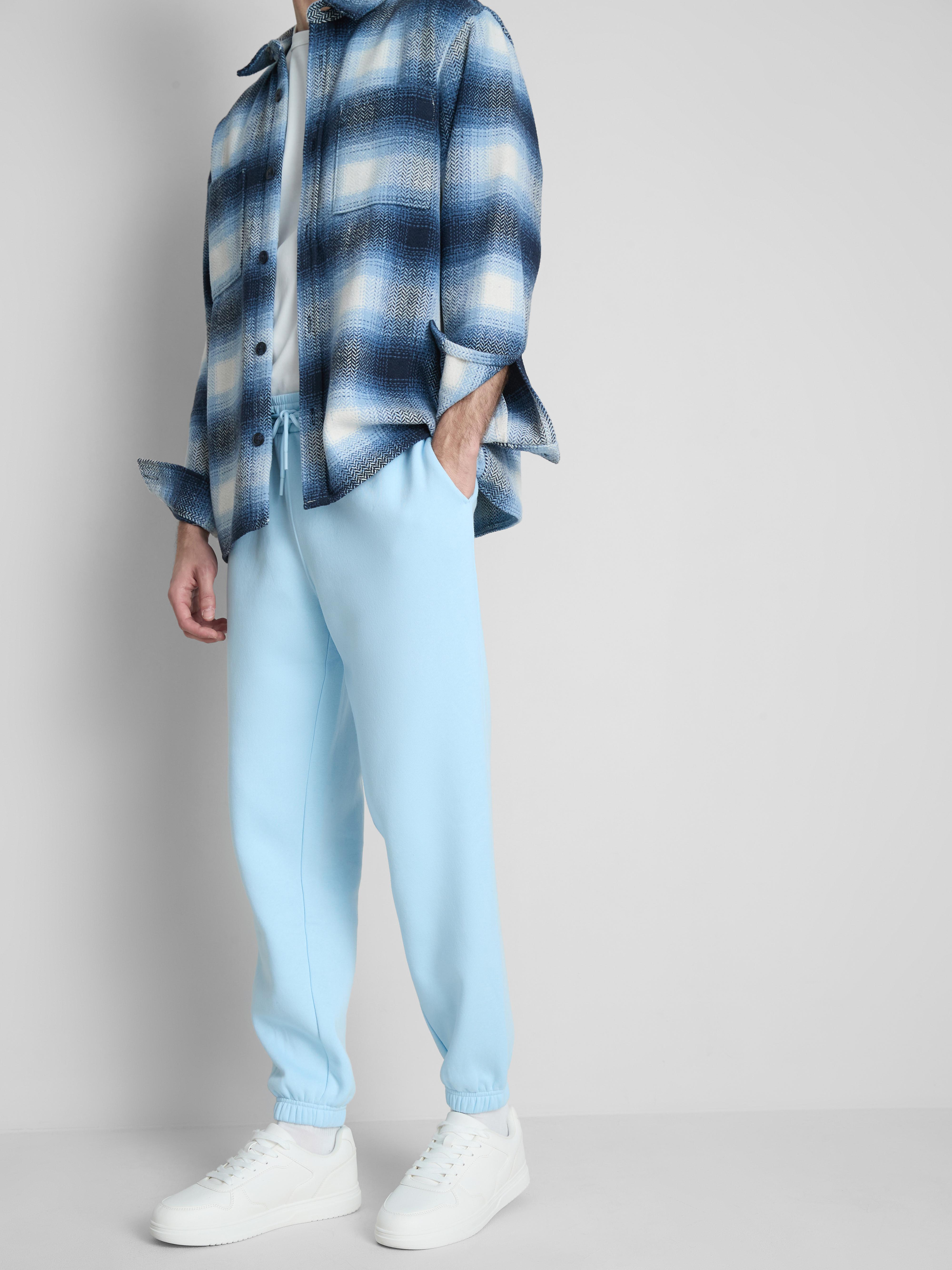 Men's Blue Cuffed Sweatpants