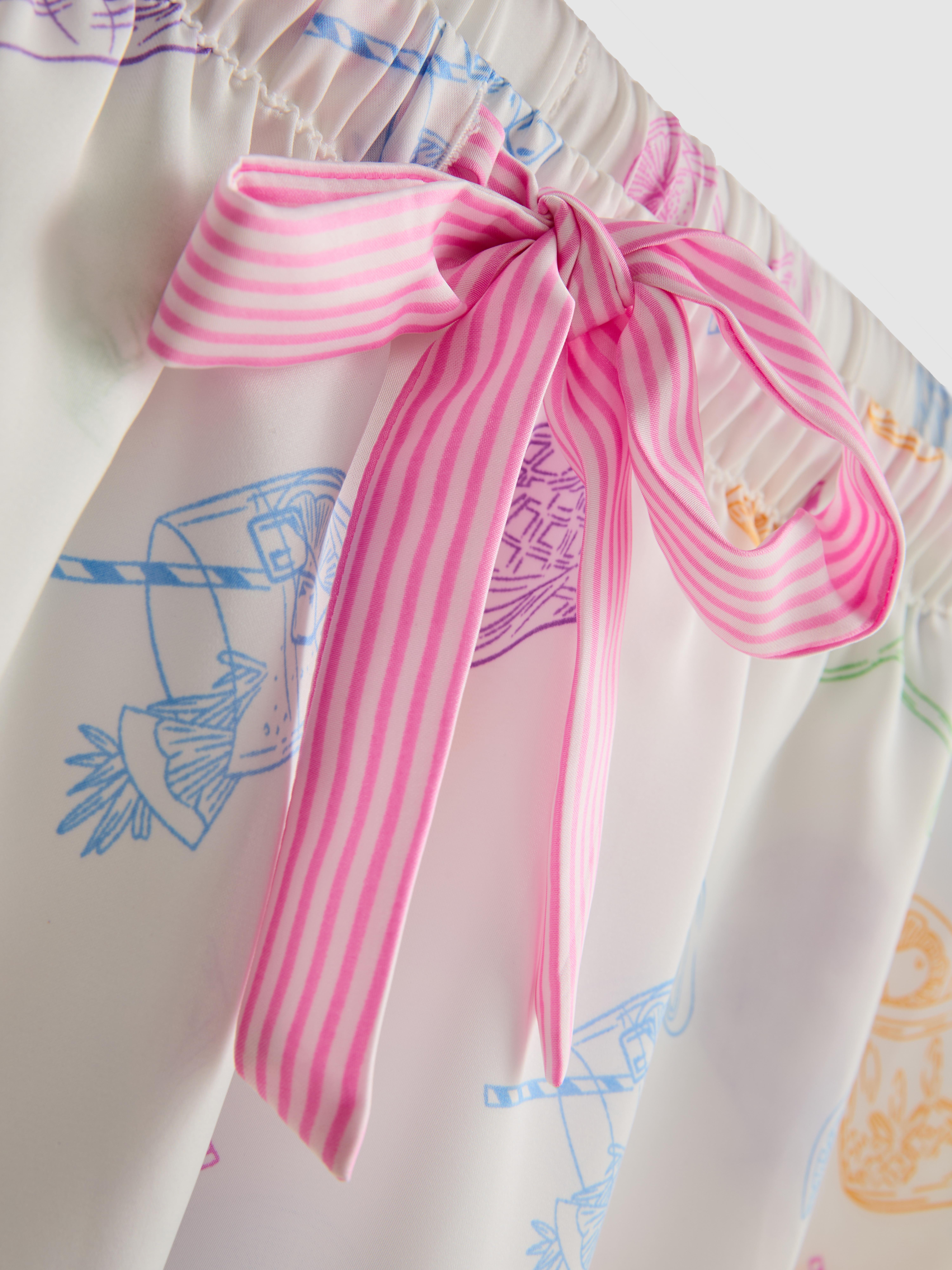 Patterned Satin Boyfriend Shorty Pajamas