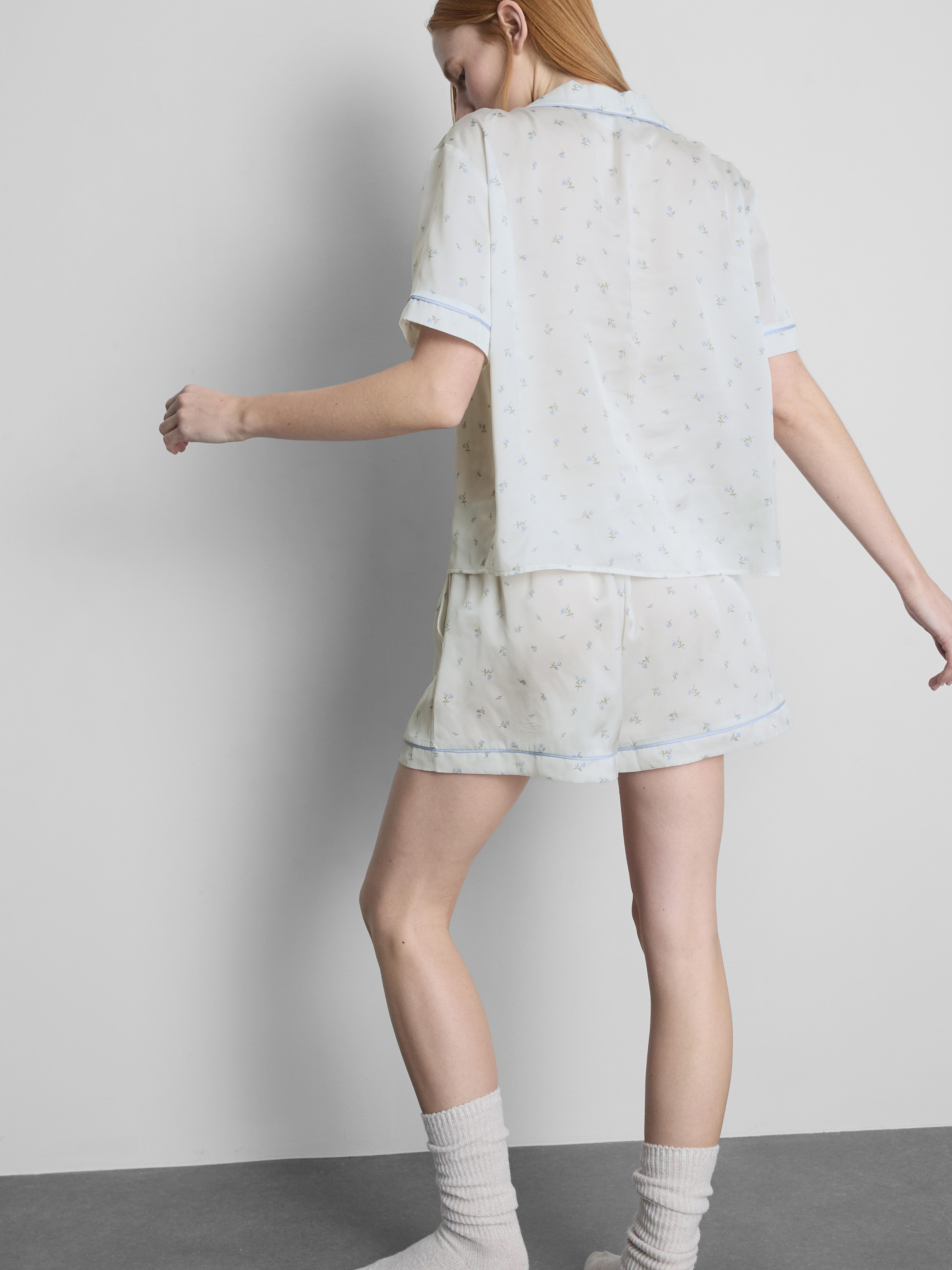 Floral Satin Boyfriend Shorty Pajamas