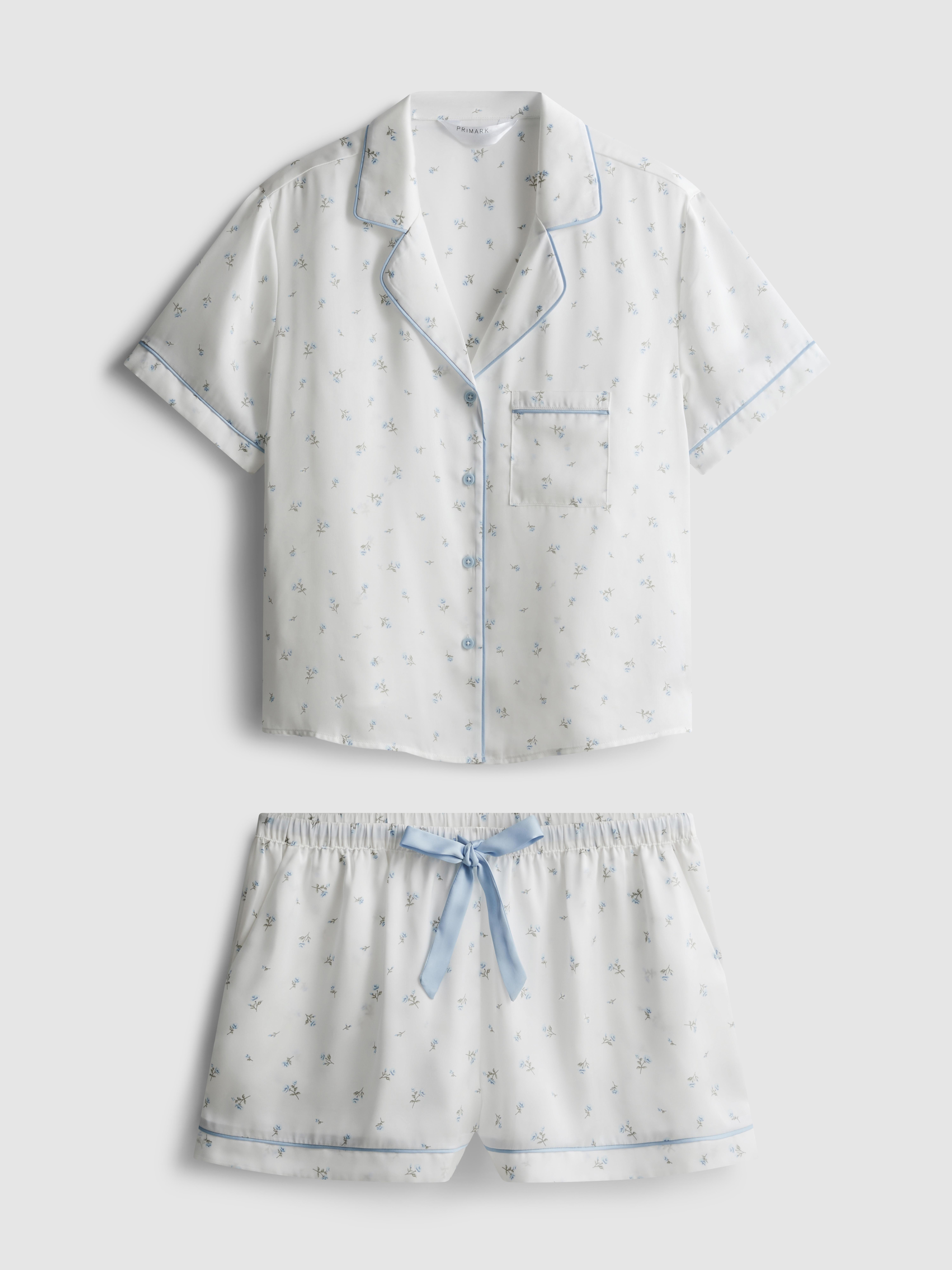 Floral Satin Boyfriend Shorty Pajamas