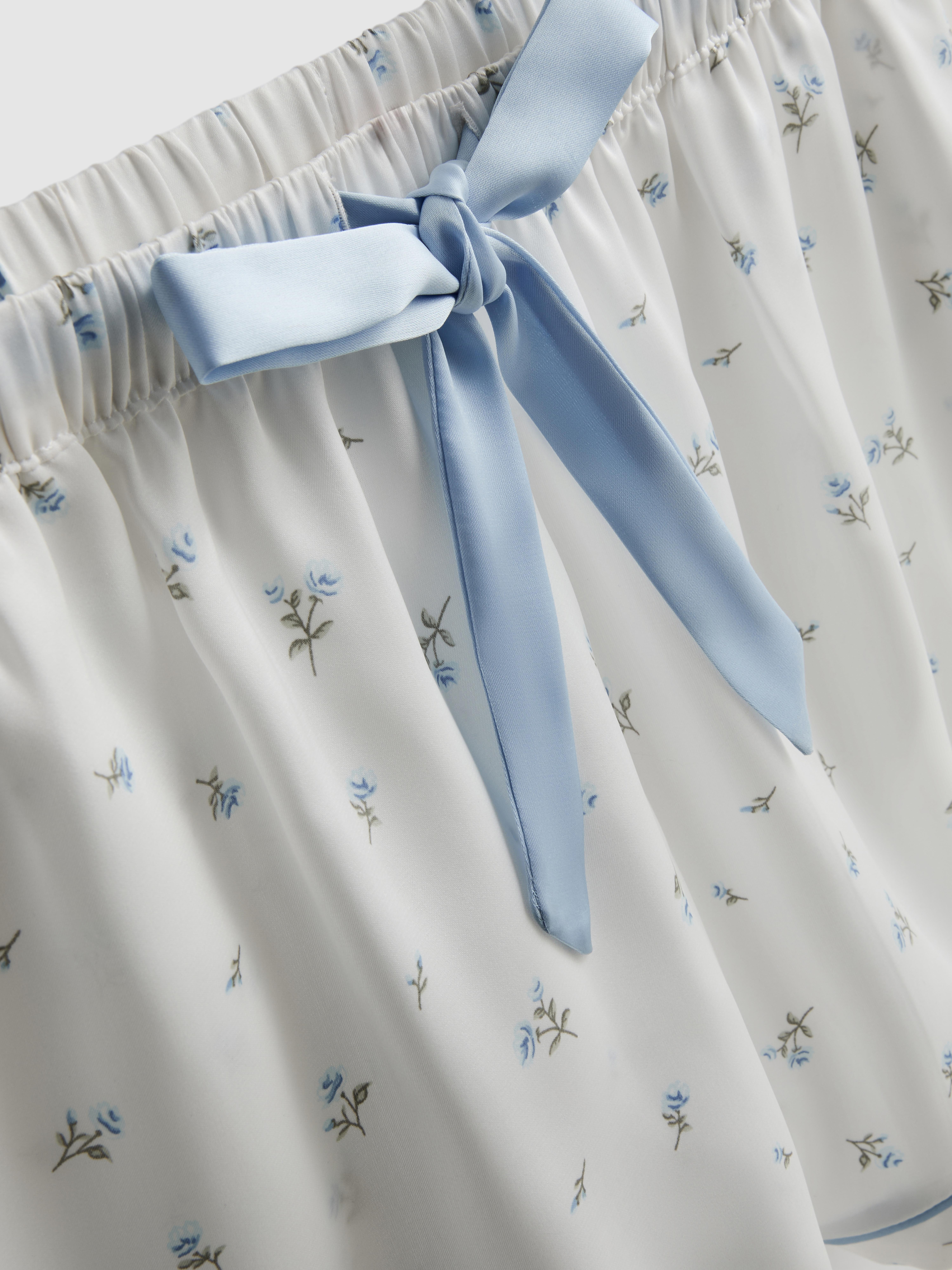 Floral Satin Boyfriend Shorty Pajamas