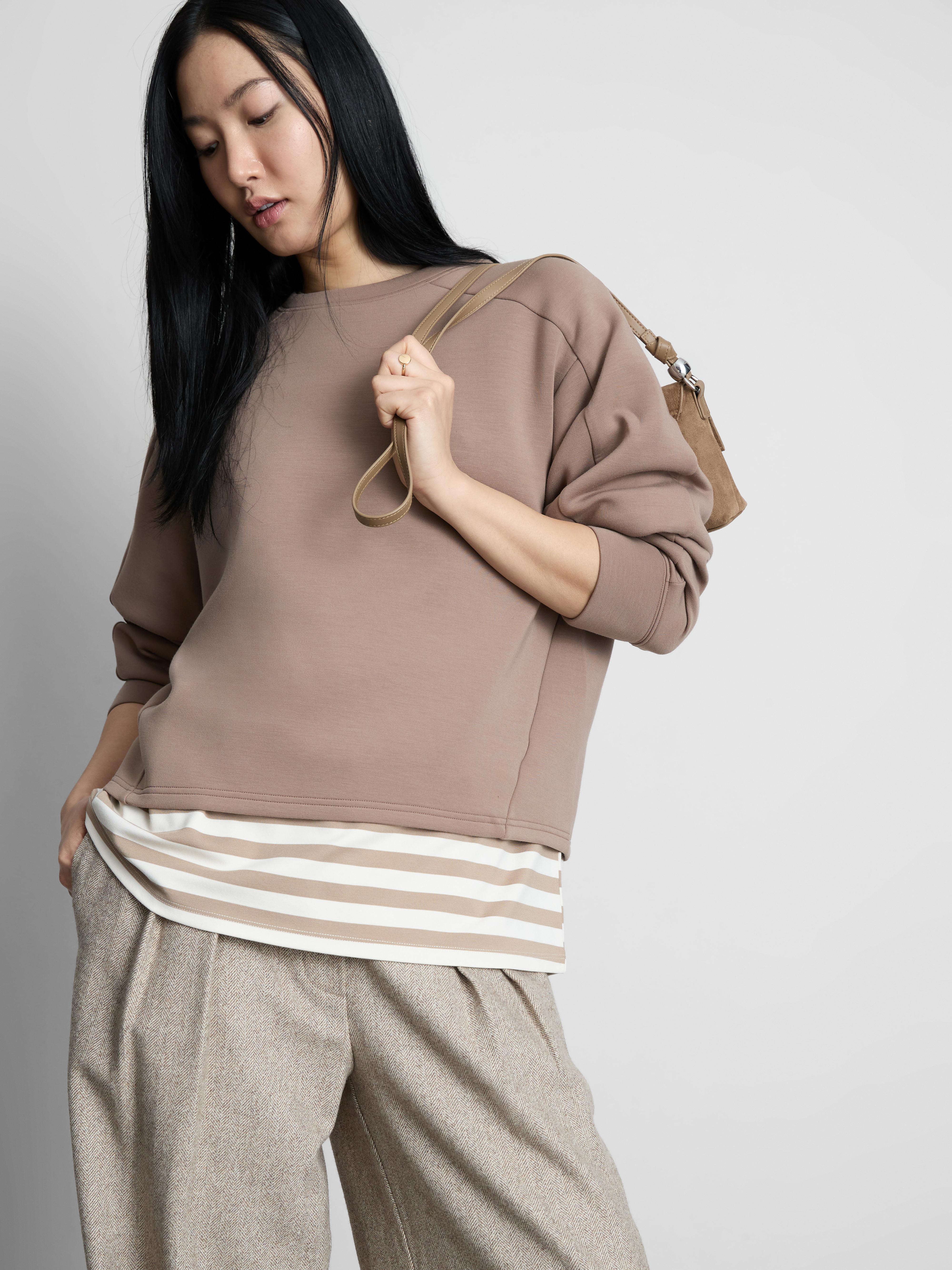 Women's Brown The Edit Scuba Crew Neck Sweatshirt