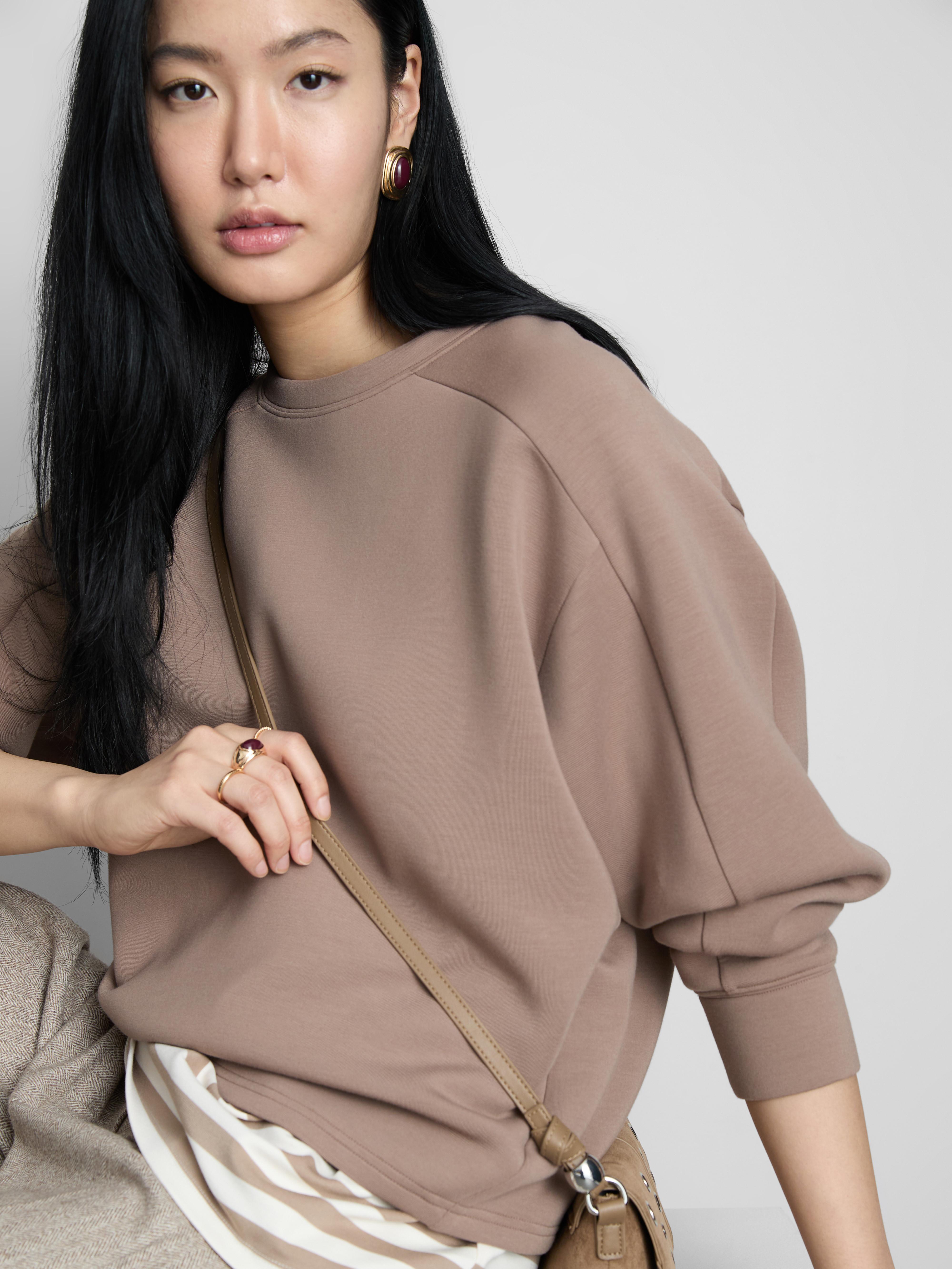 Women's Brown The Edit Scuba Crew Neck Sweatshirt