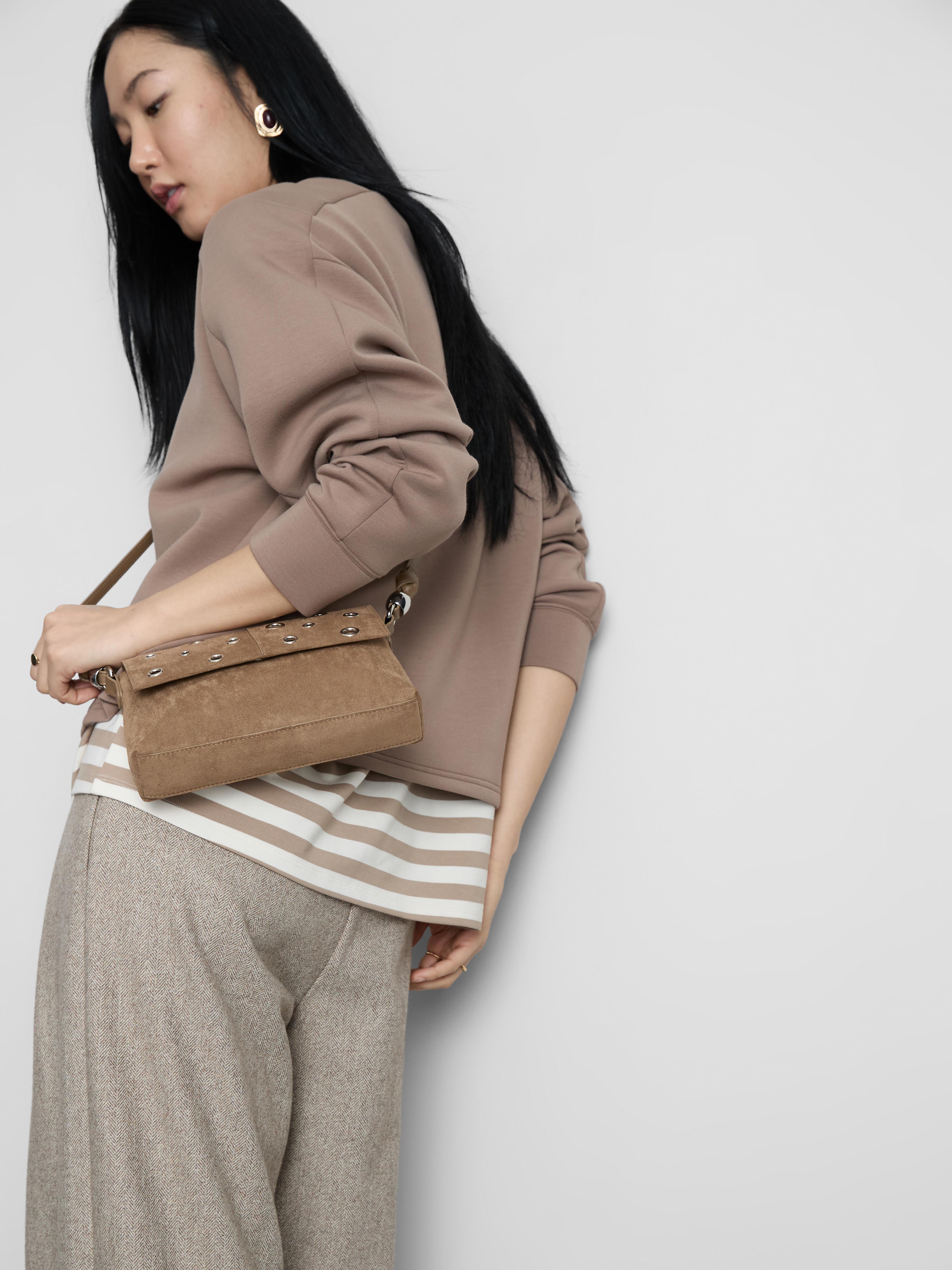 Women's Brown The Edit Scuba Crew Neck Sweatshirt