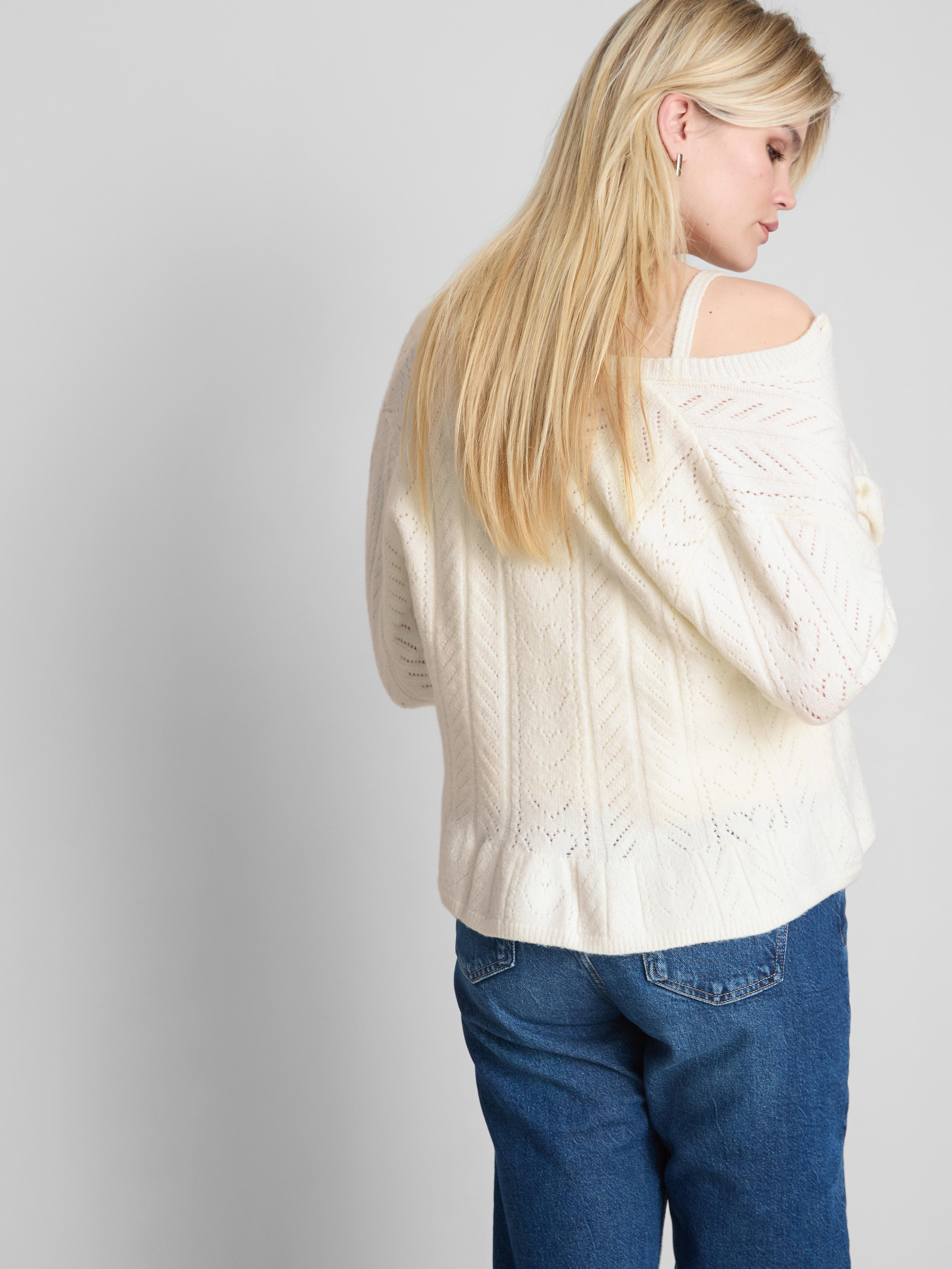Pointelle Crew Neck Cardigan