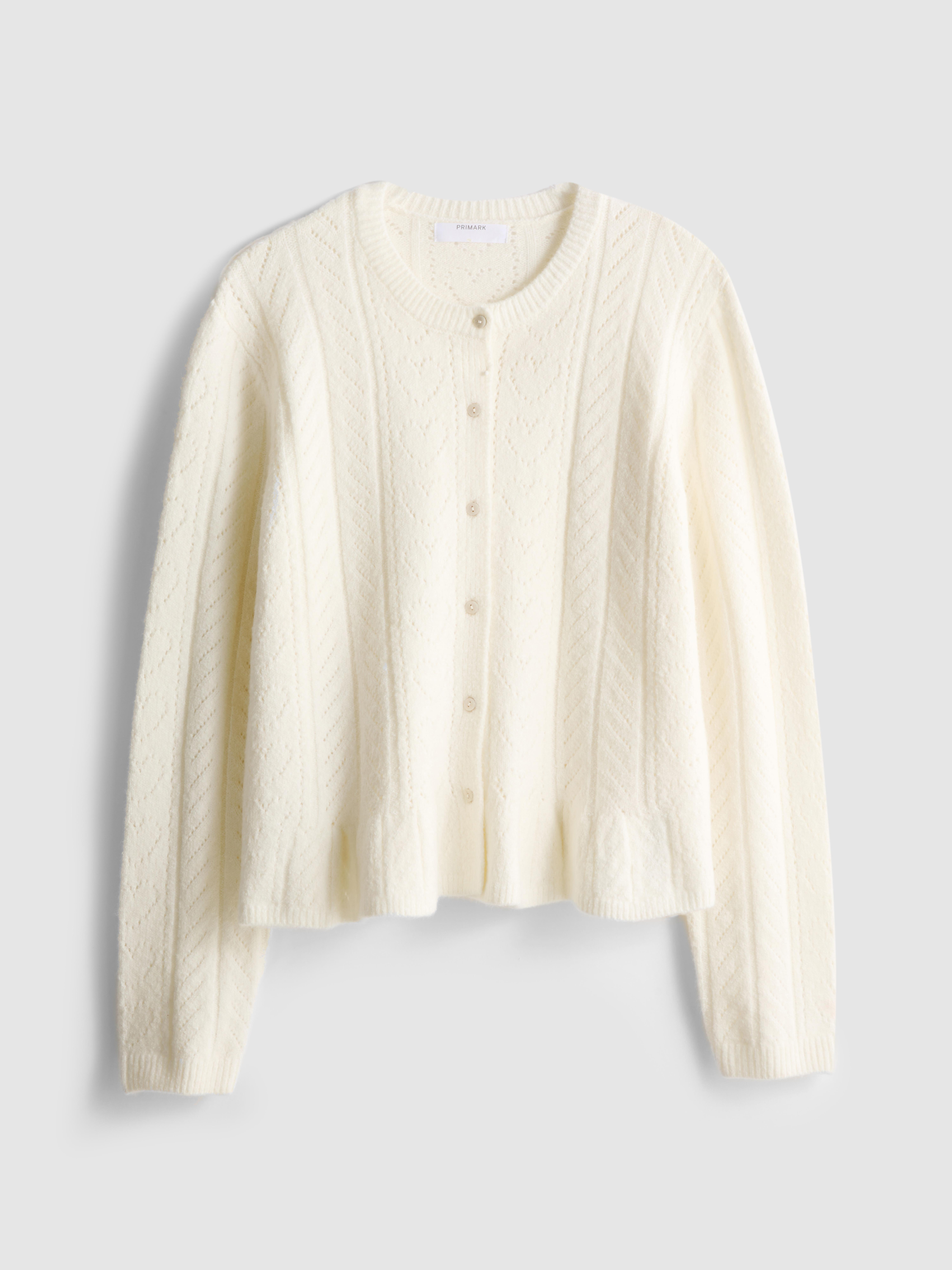 Pointelle Crew Neck Cardigan