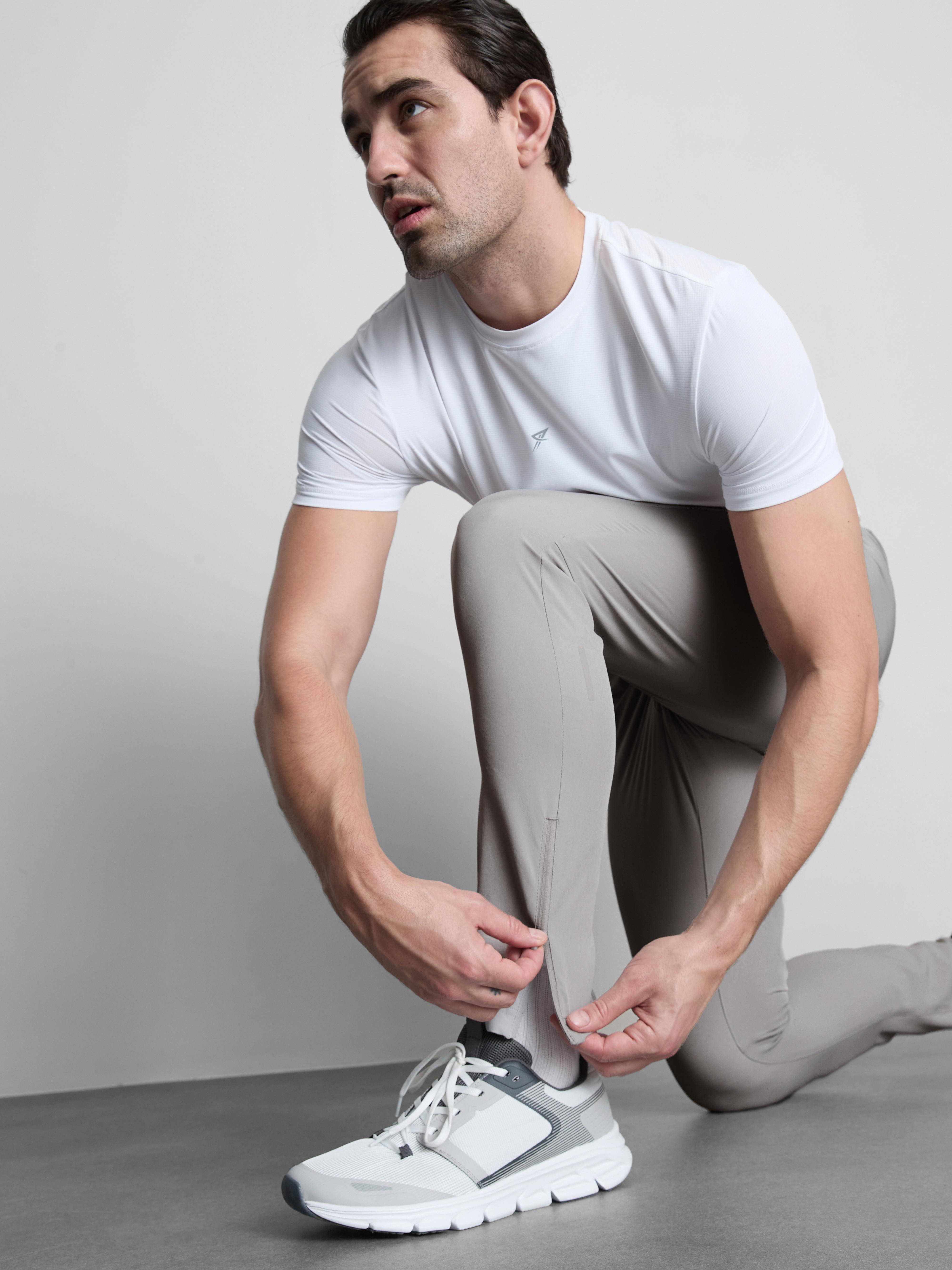 Men's Light Gray Active Drawstring Joggers