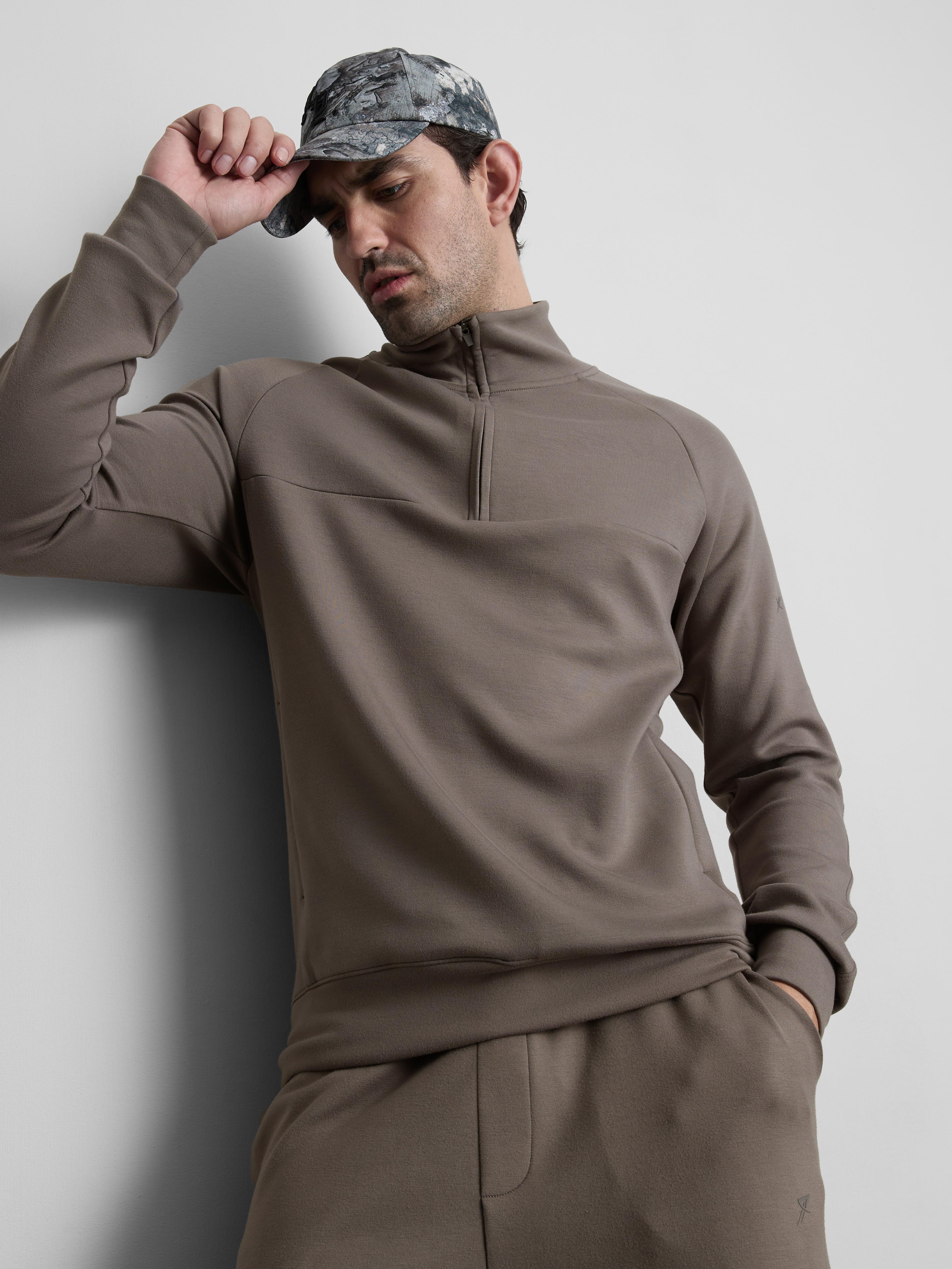 Men's Stone Soft Active Half-Zip Funnel Neck Sweatshirt