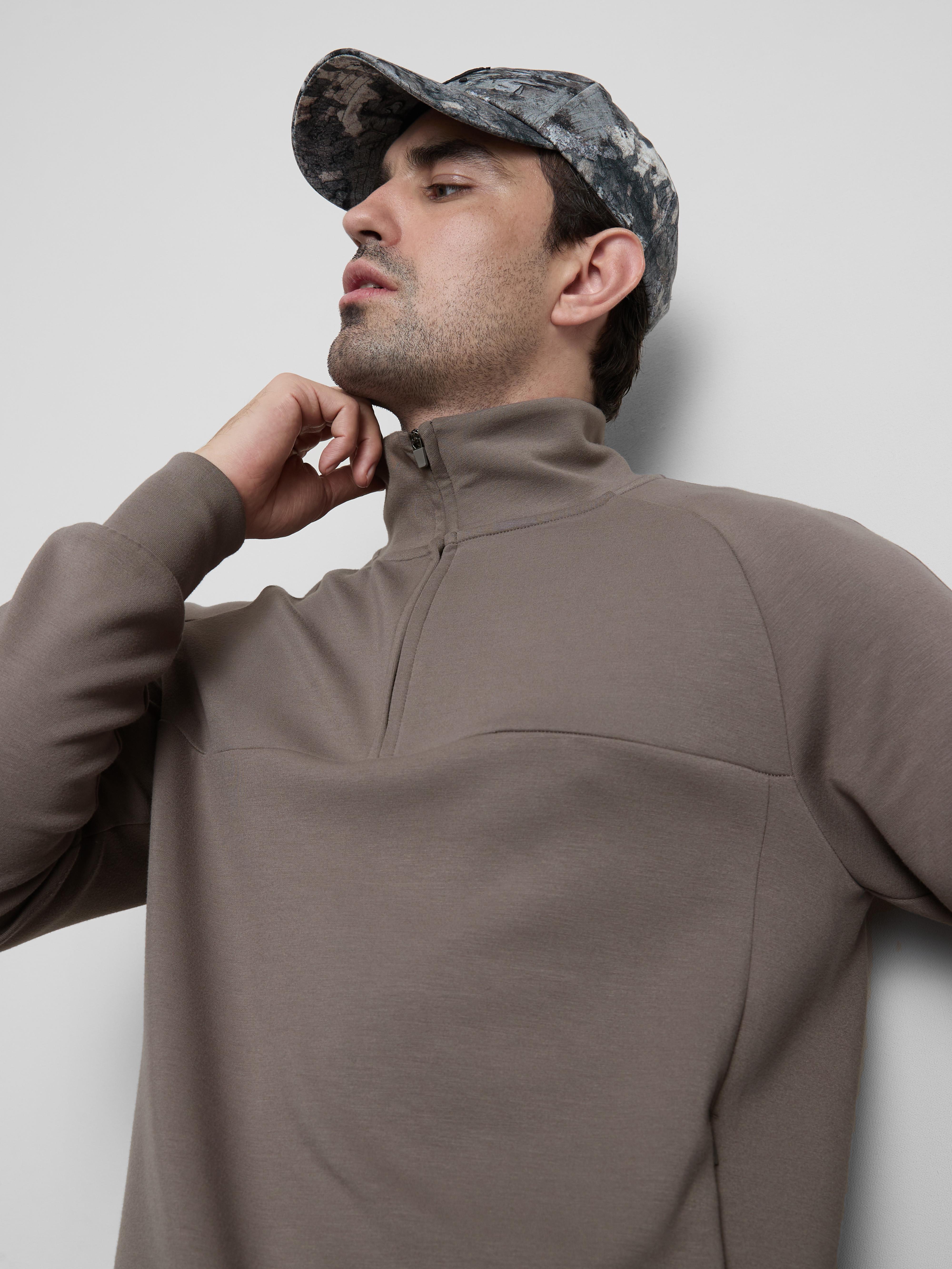 Men's Stone Soft Active Half-Zip Funnel Neck Sweatshirt