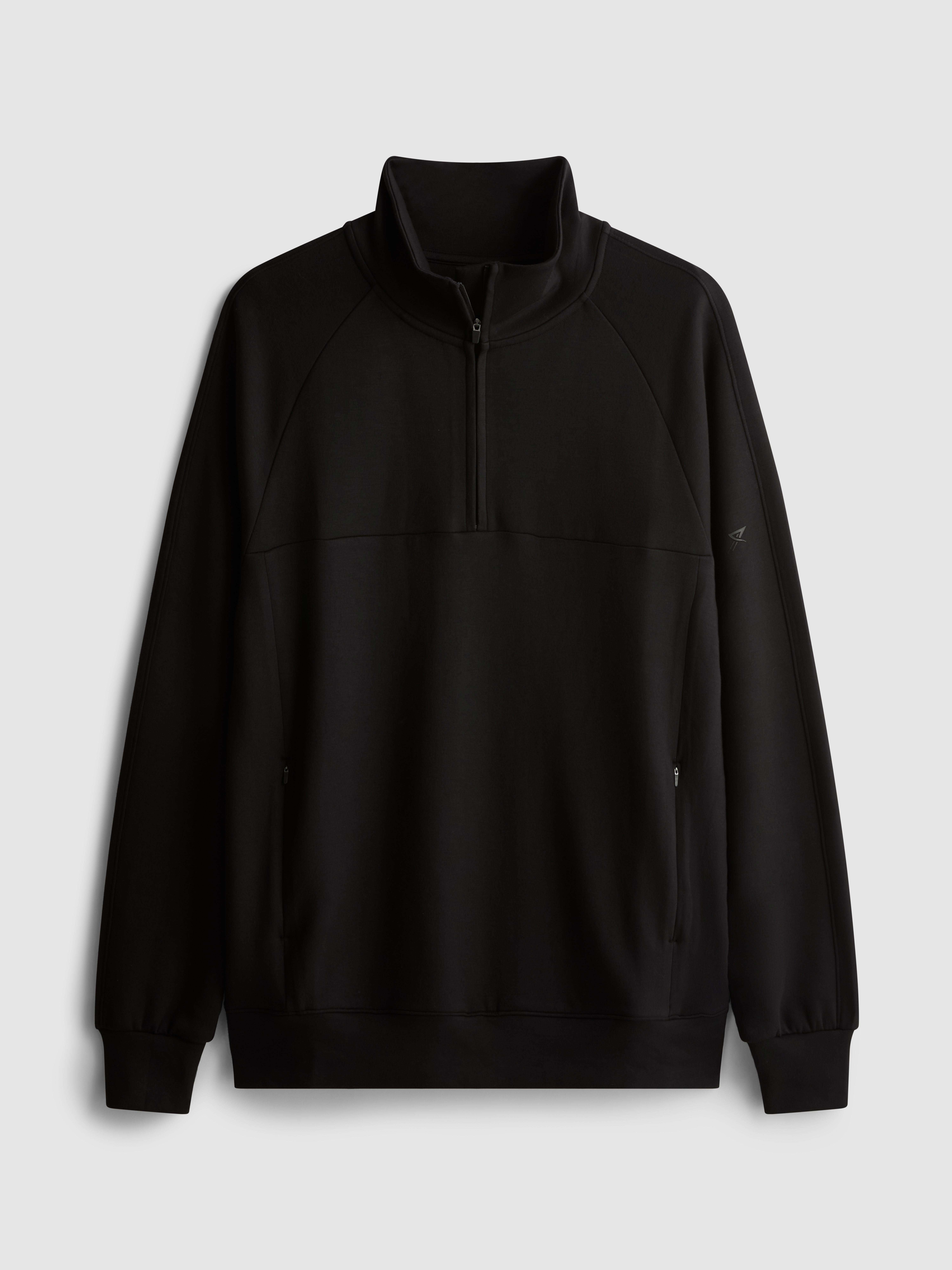 Men's Black Soft Active Half-Zip Funnel Neck Sweatshirt