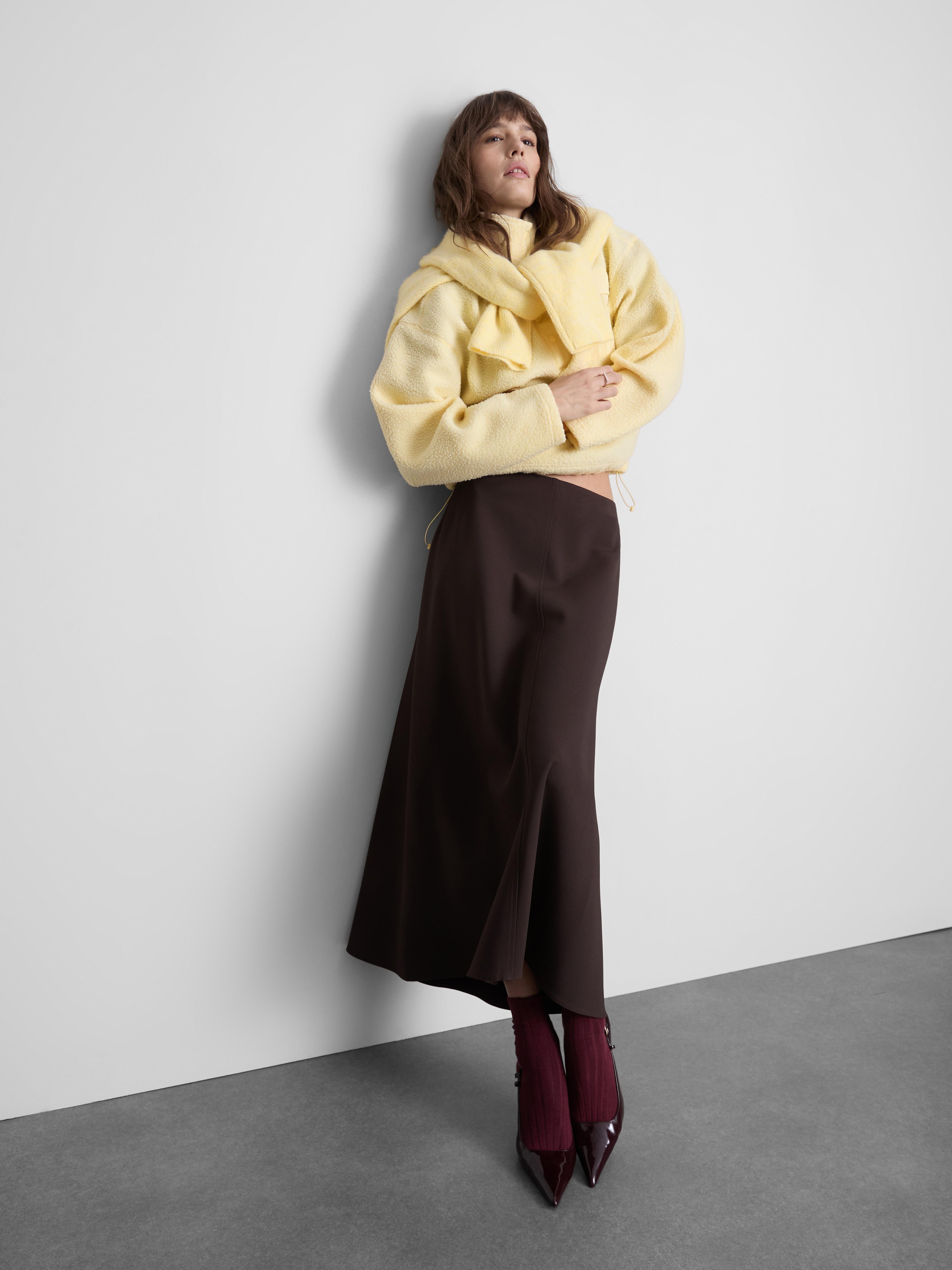 Women's Yellow Half-Placket Borg Sweatshirt