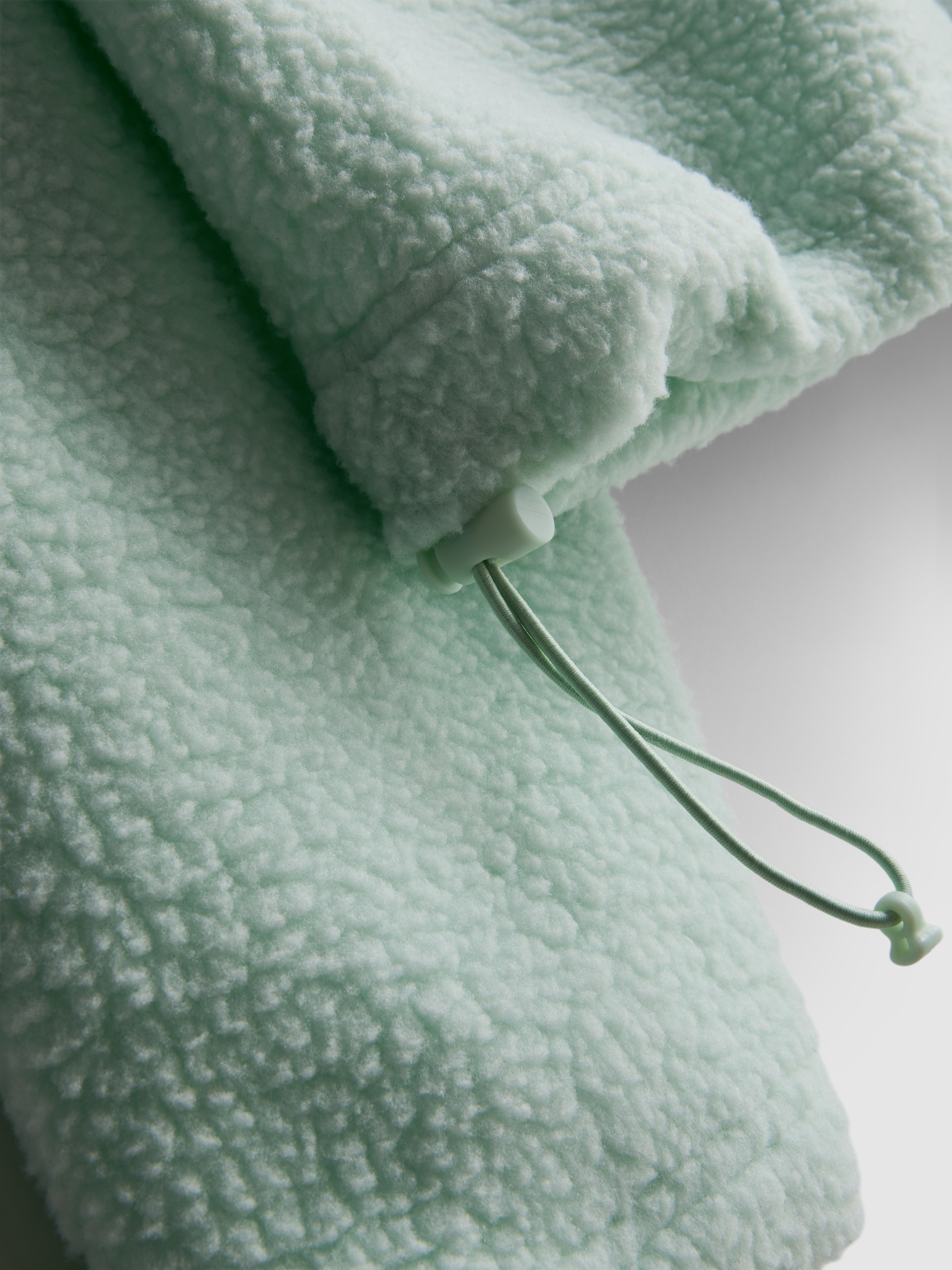 Women's Light Green Half-Placket Borg Sweatshirt