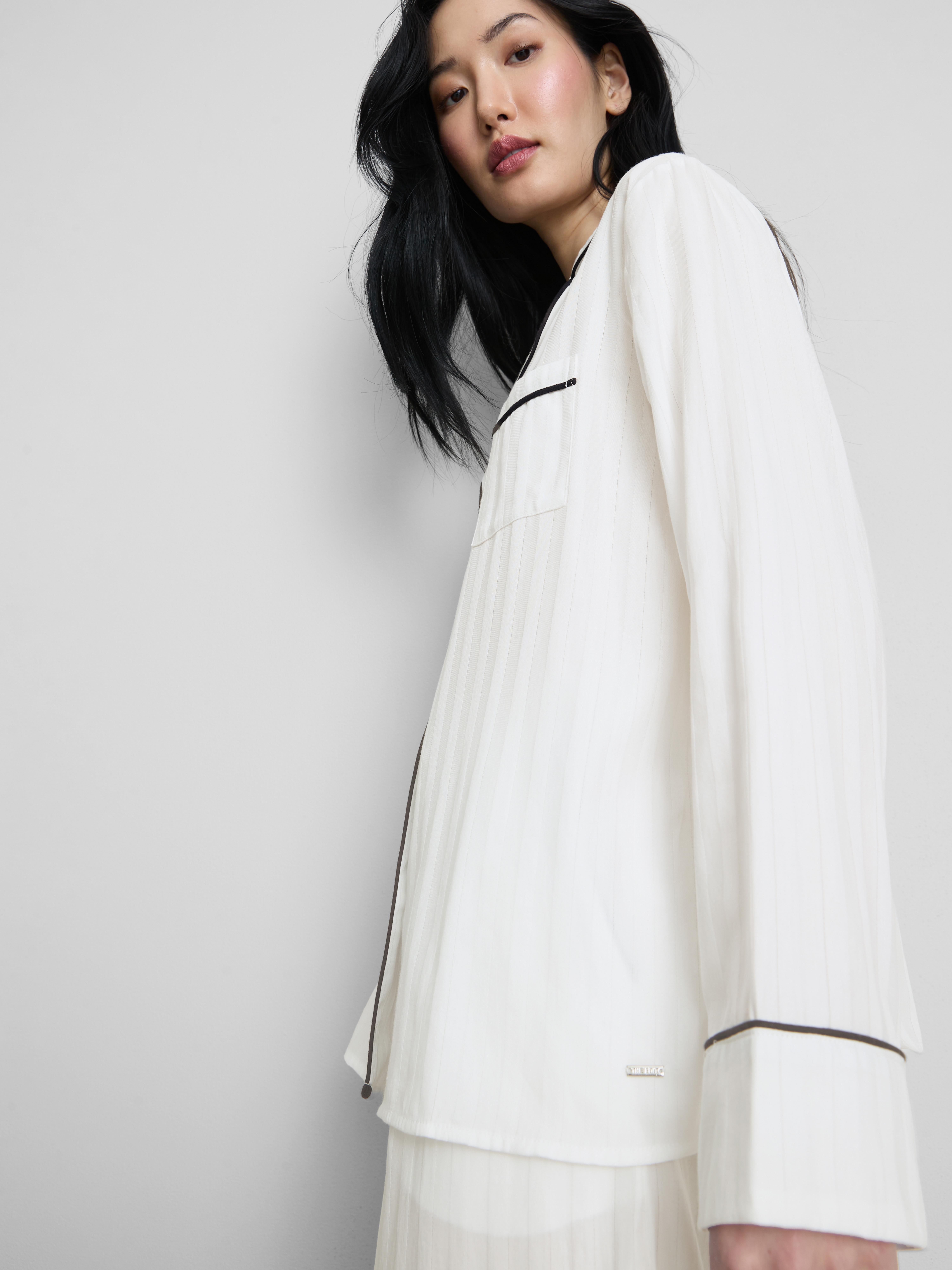The Edit Cotton Piped Boyfriend Pyjama Shirt