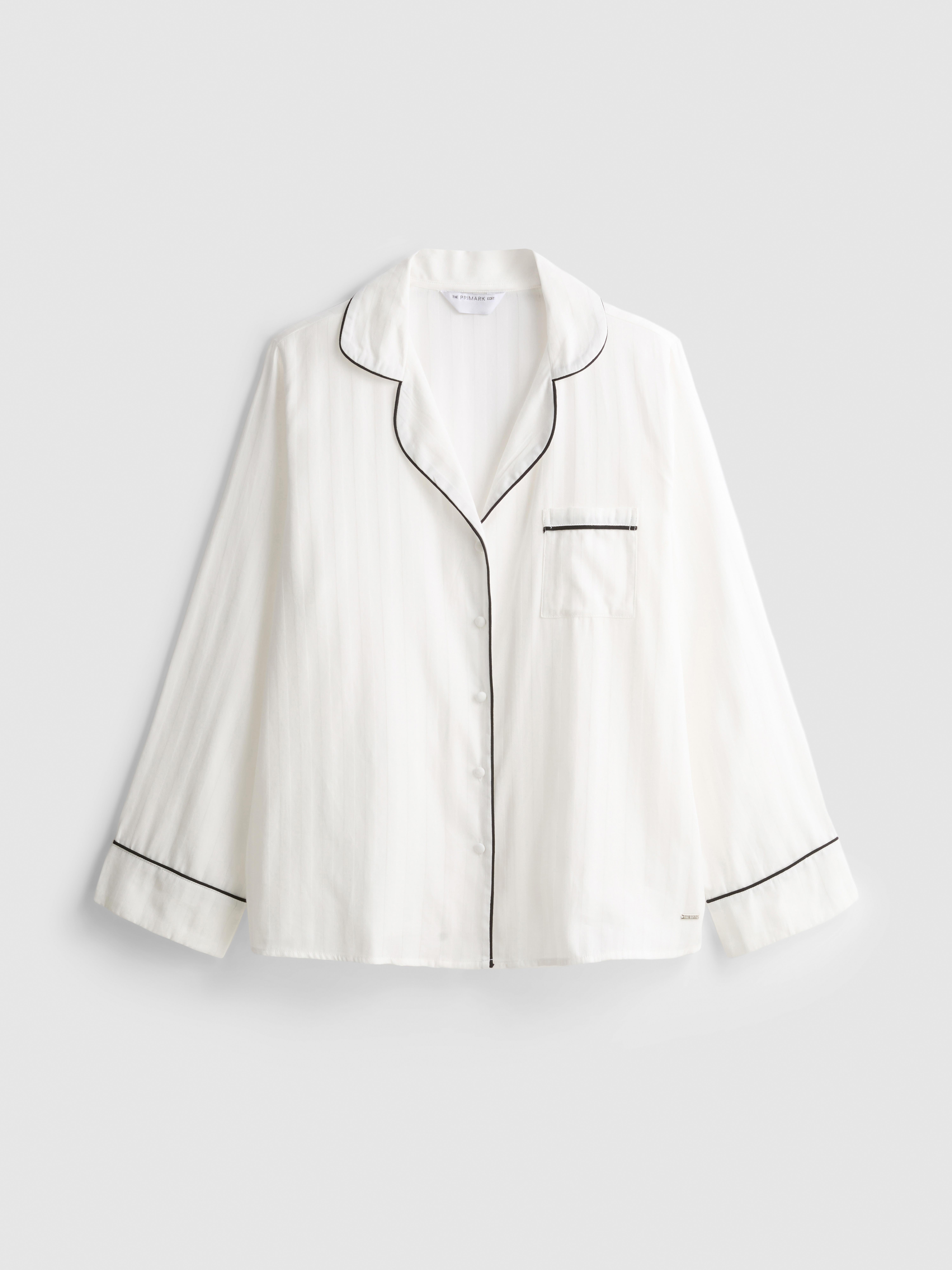 The Edit Cotton Piped Boyfriend Pyjama Shirt