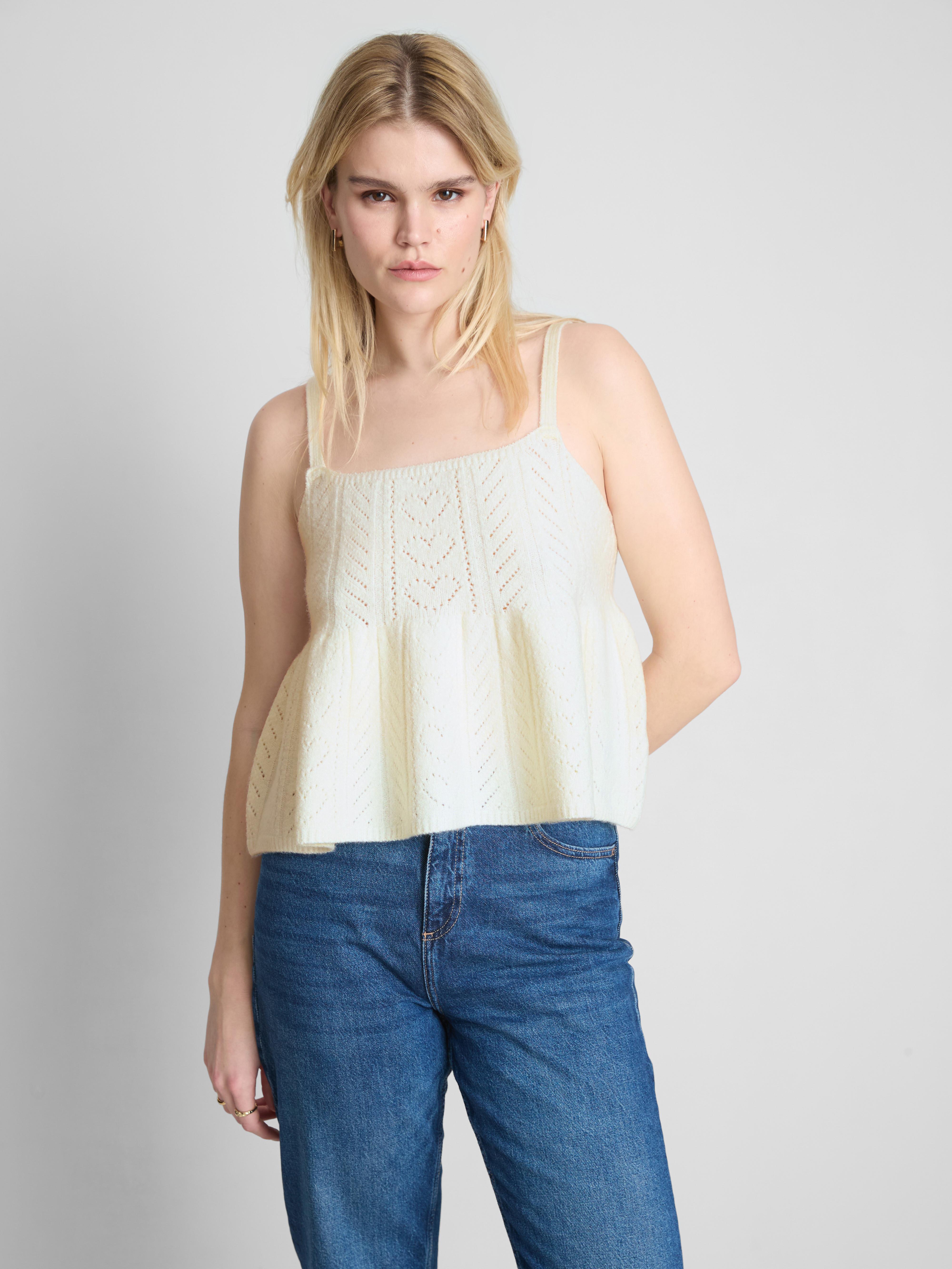 Peplum Hem Pointelle Tank Top