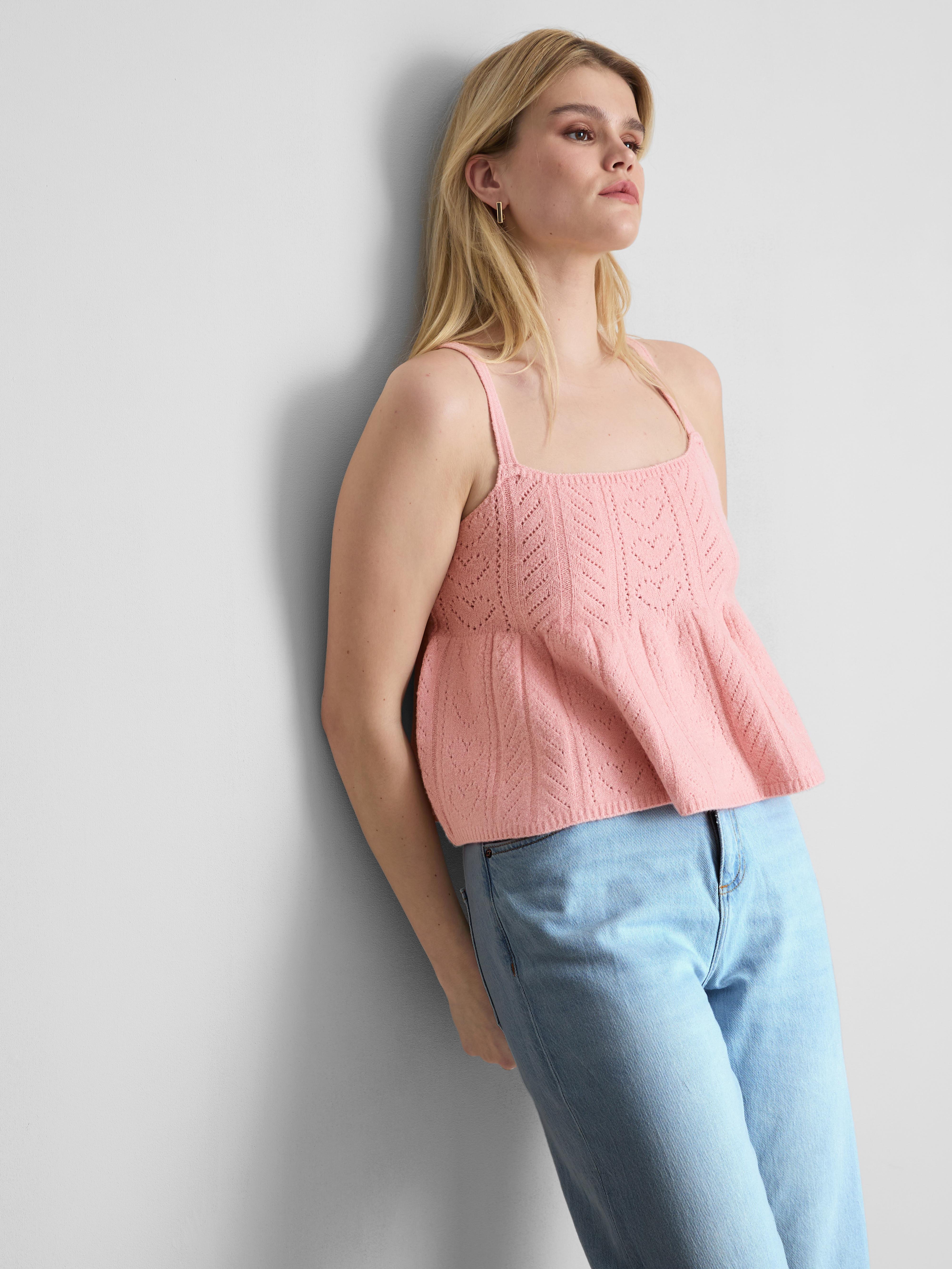 Womens Blush Peplum Hem Pointelle Tank Top | Primark