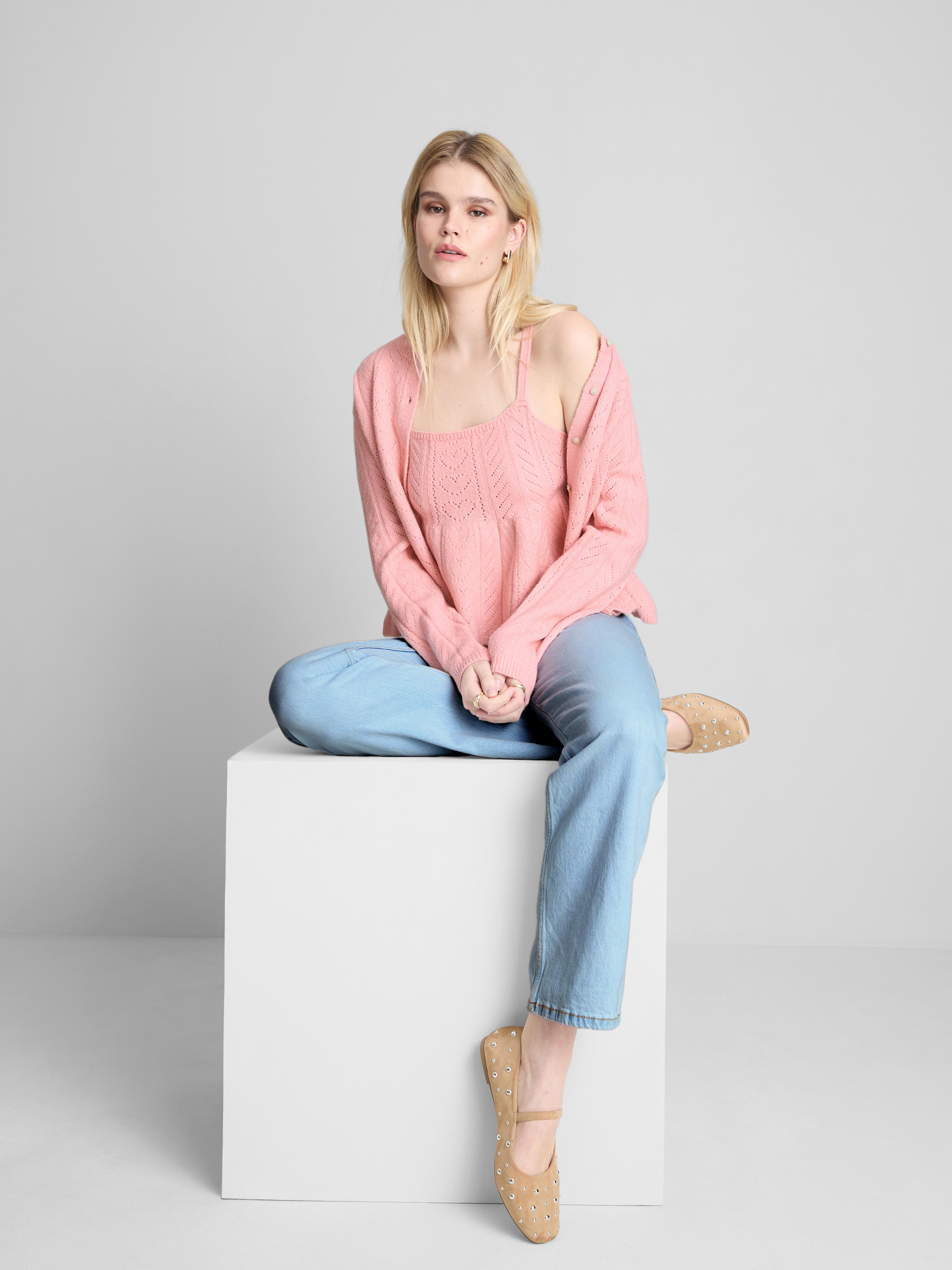Peplum Hem Pointelle Tank Top
